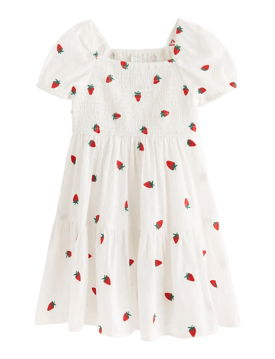 Lindex - Dress with strawberries - kortärmade vardagsklänningar - light dusty white - 1