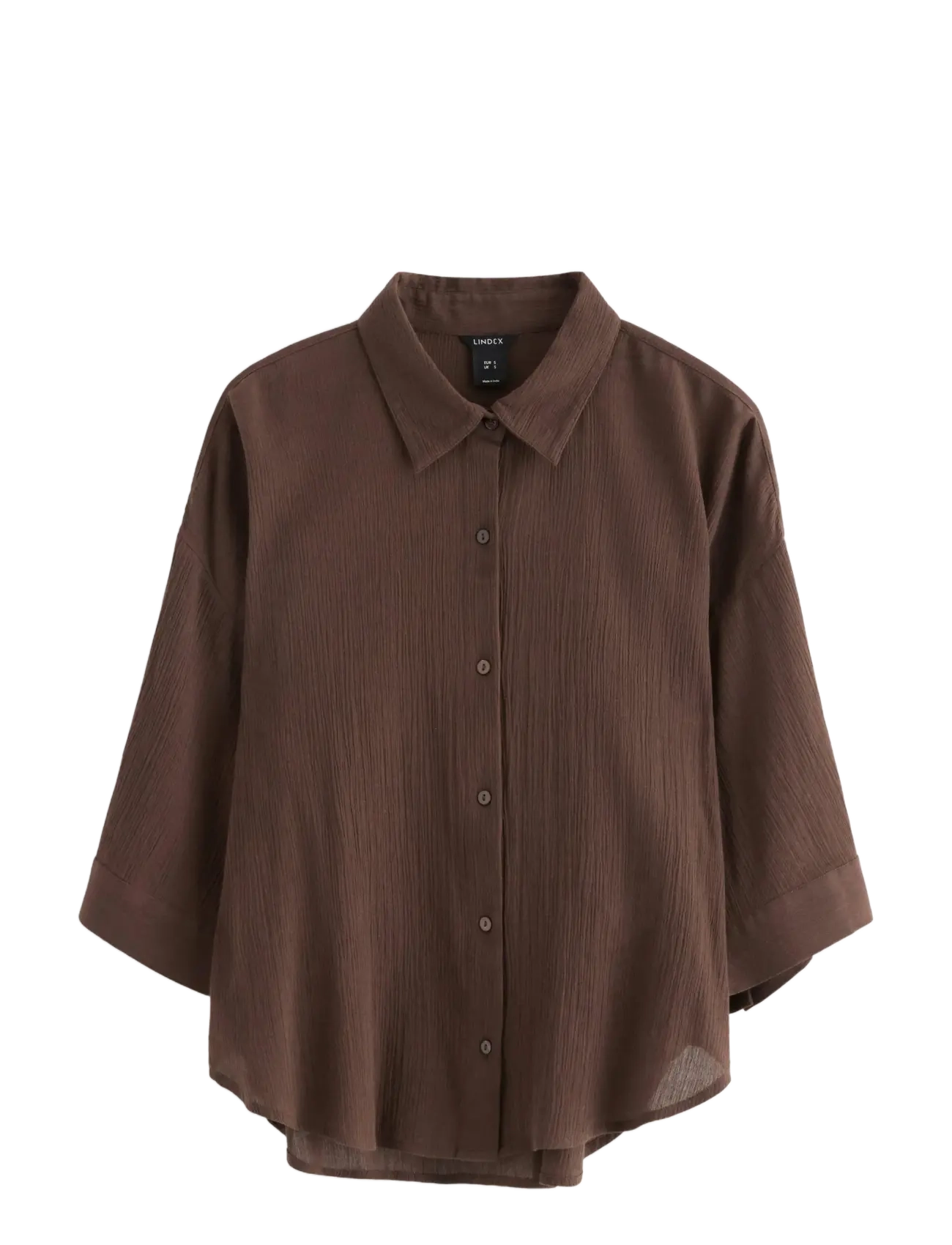 Lindex Crinkled shirt - Blusen & Hemden - DARK DUSTY BROWN / brown