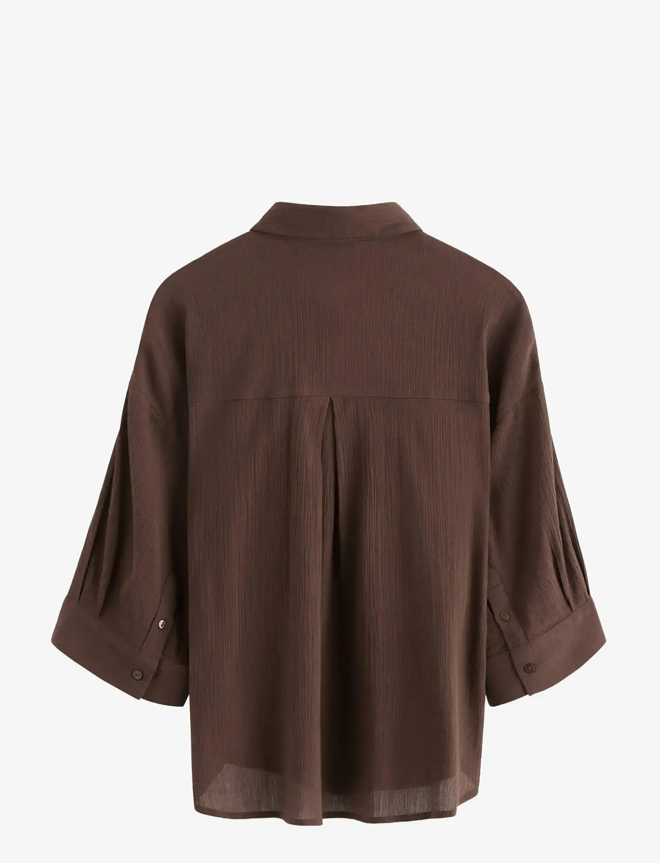 Lindex - Crinkled shirt - kurzärmlige hemden - dark dusty brown - 2