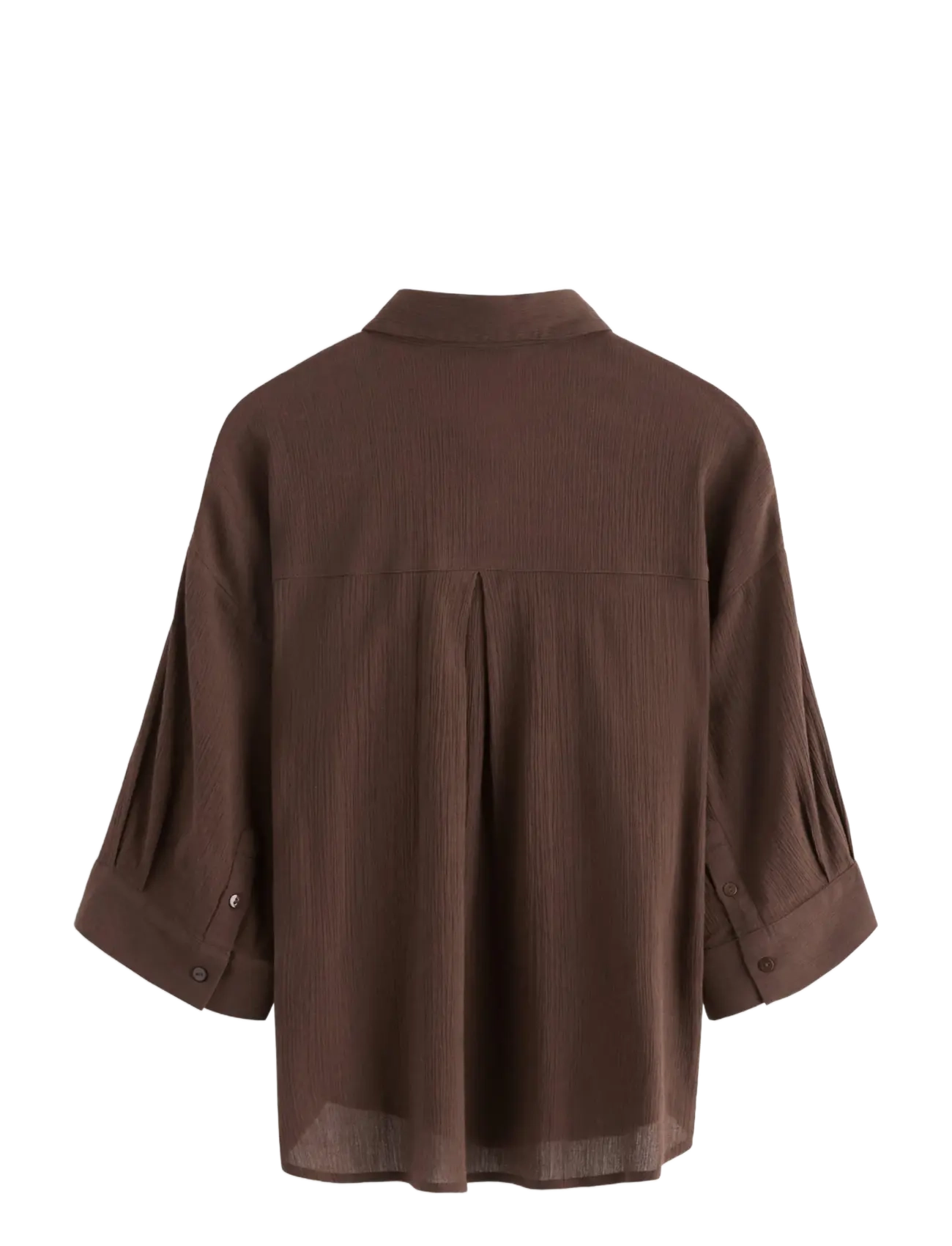 Lindex - Crinkled shirt - kortärmade skjortor - dark dusty brown - 2