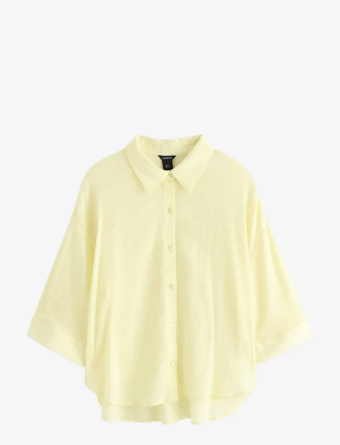 Lindex - Crinkled shirt - kortærmede skjorter - light yellow - 1