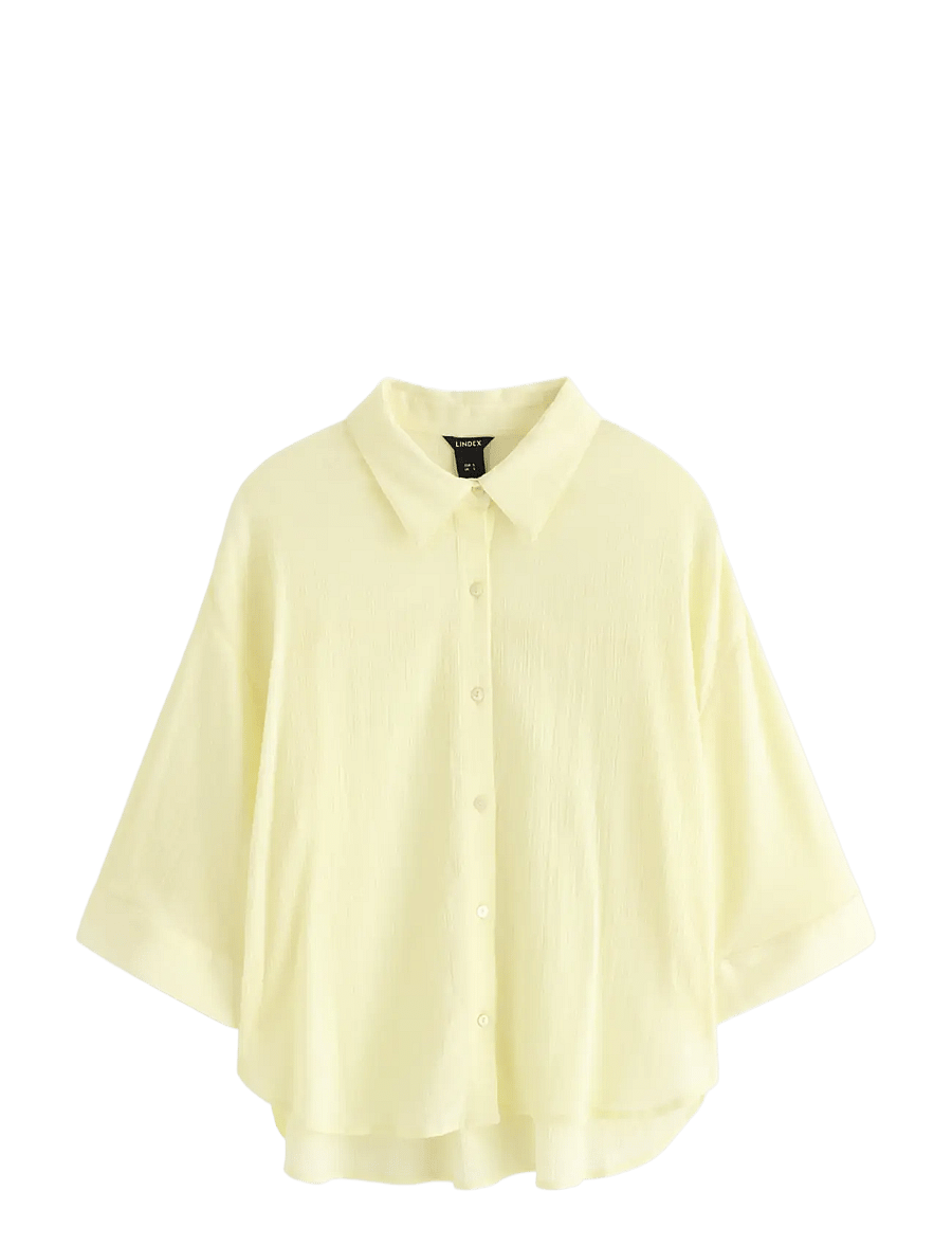 Lindex - Crinkled shirt - lühikeste varrukatega särgid - light yellow - 1