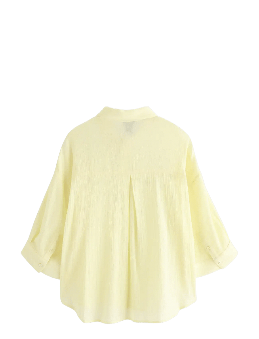 Lindex - Crinkled shirt - lühikeste varrukatega särgid - light yellow - 2