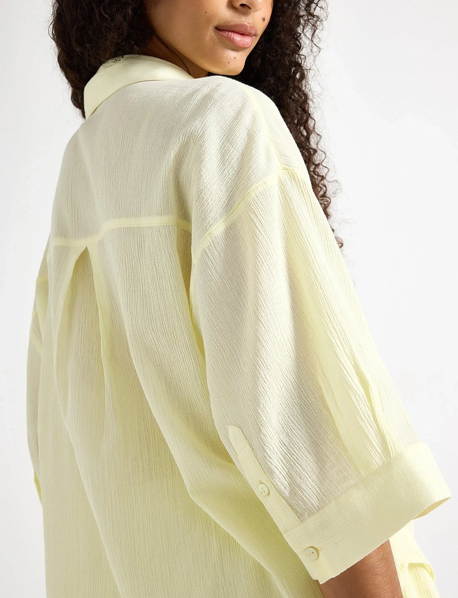 Lindex - Crinkled shirt - lühikeste varrukatega särgid - light yellow - 4