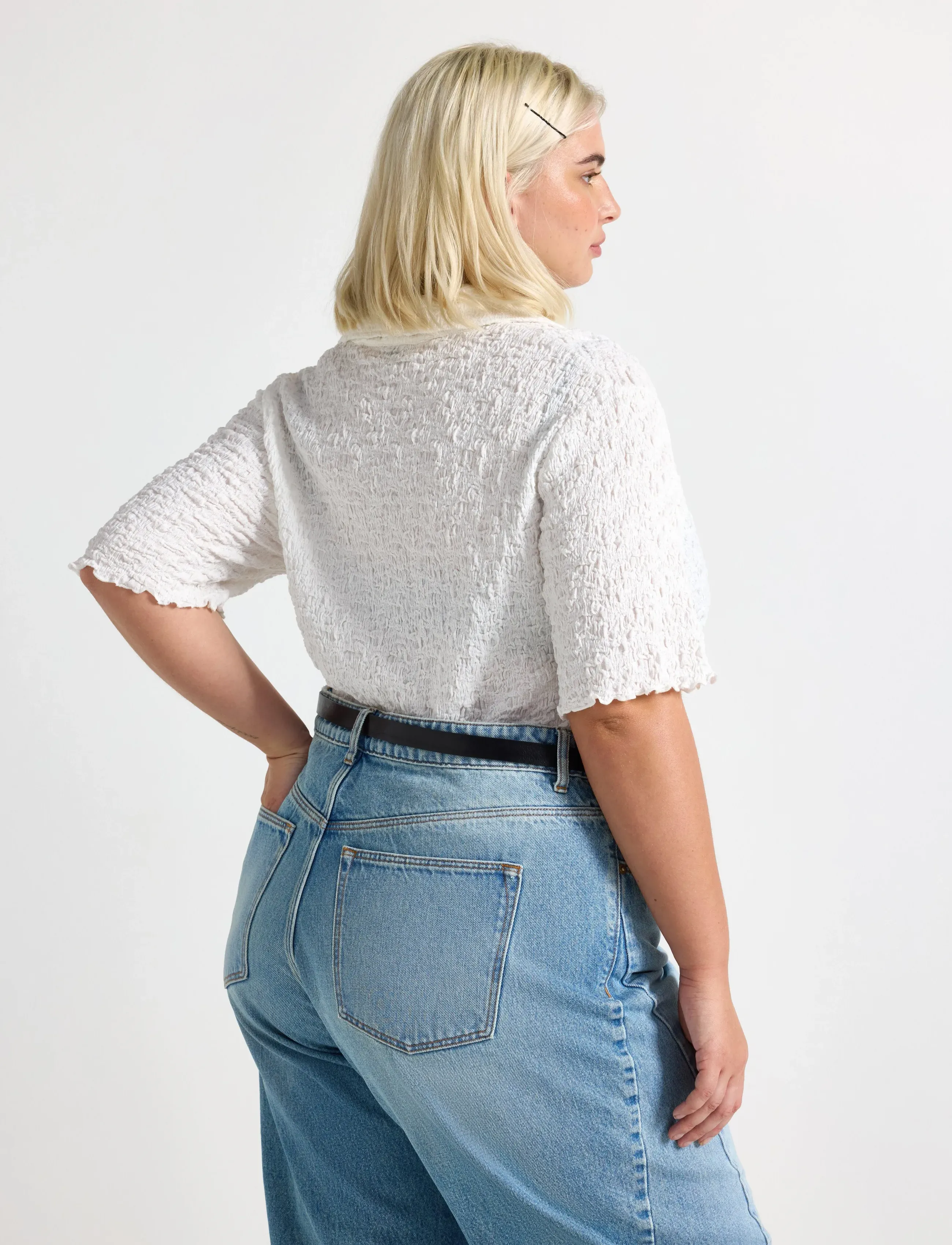 Lindex - Short-sleeved top - poloshirts - off white - 3