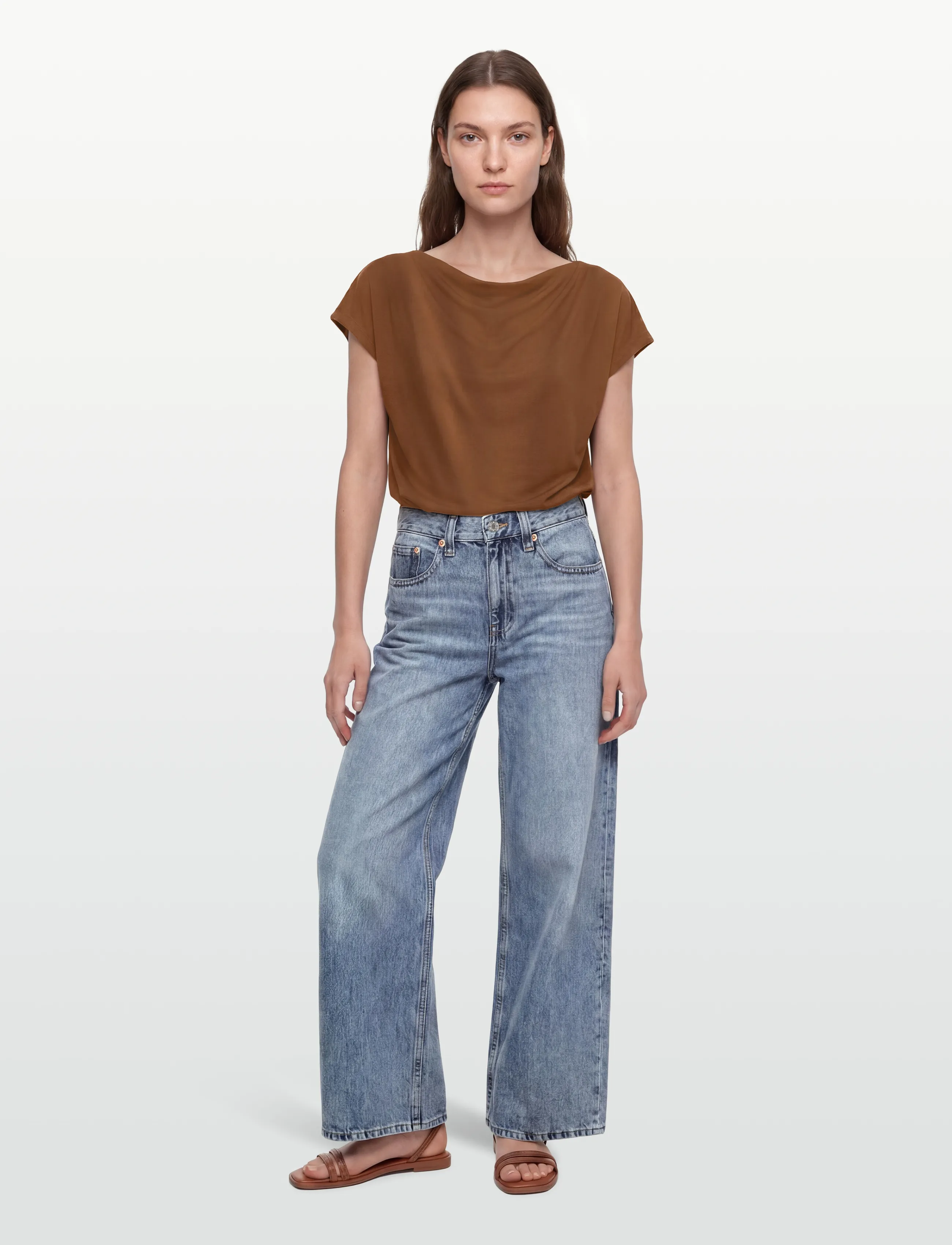 Lindex Top Sofia, S, T-shirts & Oberteile, Braun - Short-sleeved, Frauen
