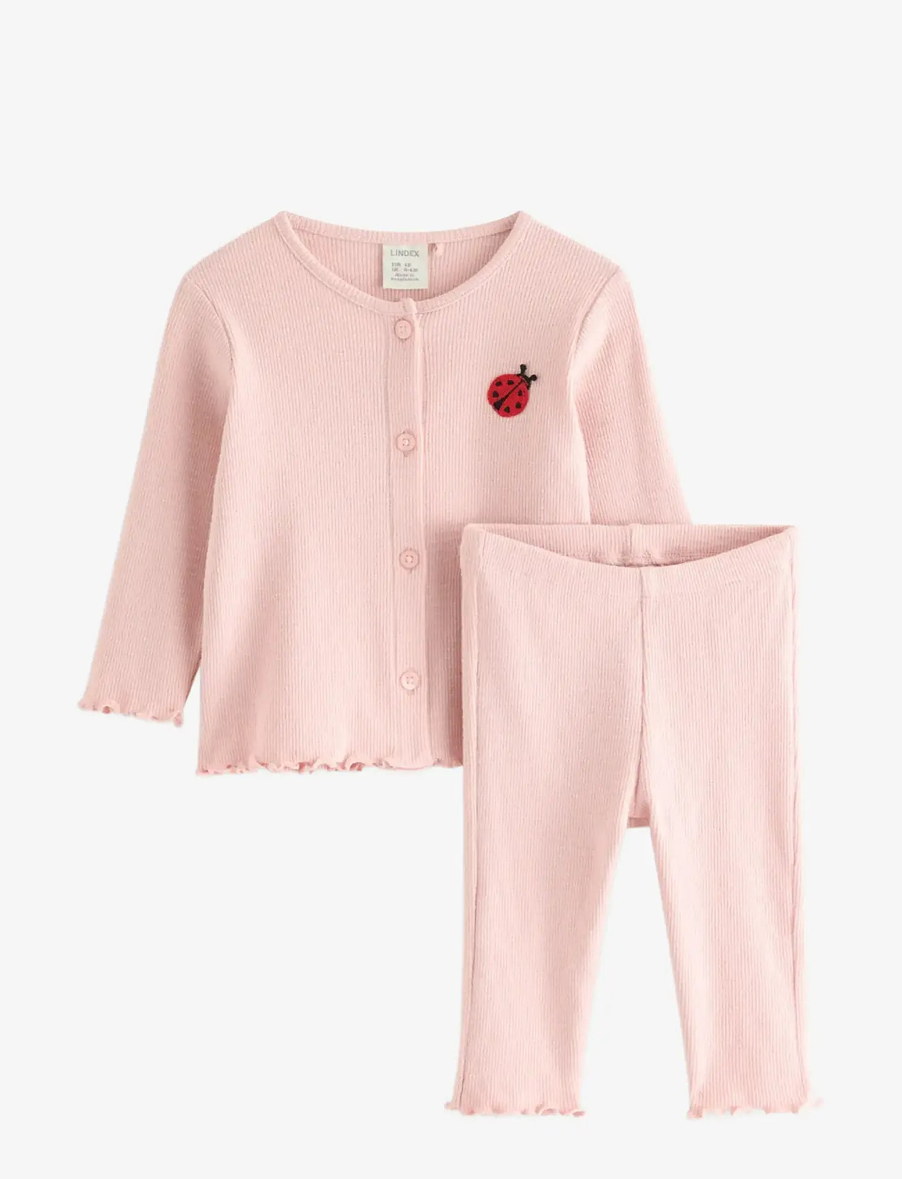 Lindex - Set with cardigan and leggings - set med långärmad t-shirt - light dusty pink - 0