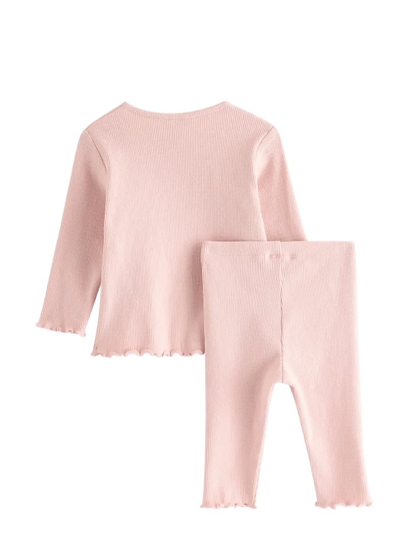 Lindex - Set with cardigan and leggings - set med långärmad t-shirt - light dusty pink - 1