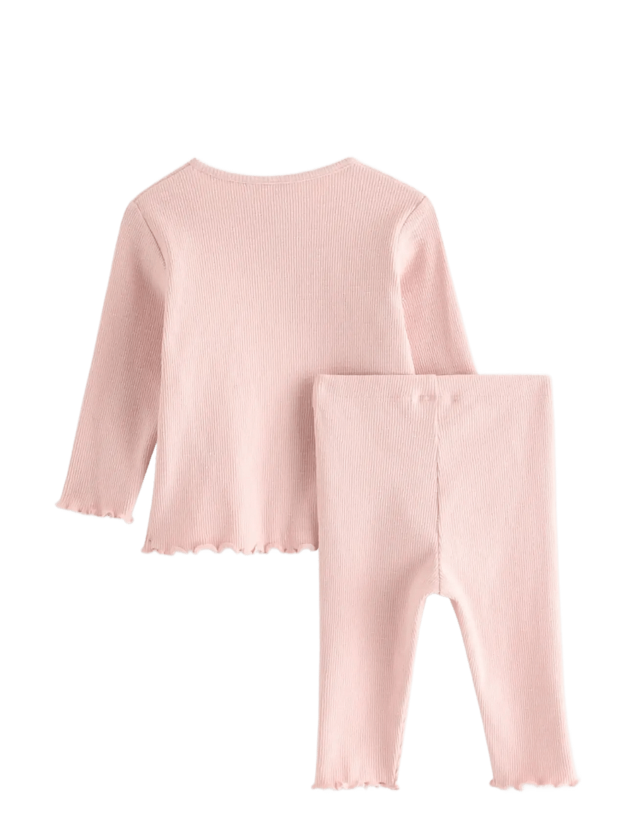Lindex - Set with cardigan and leggings - set med långärmad t-shirt - light dusty pink - 1