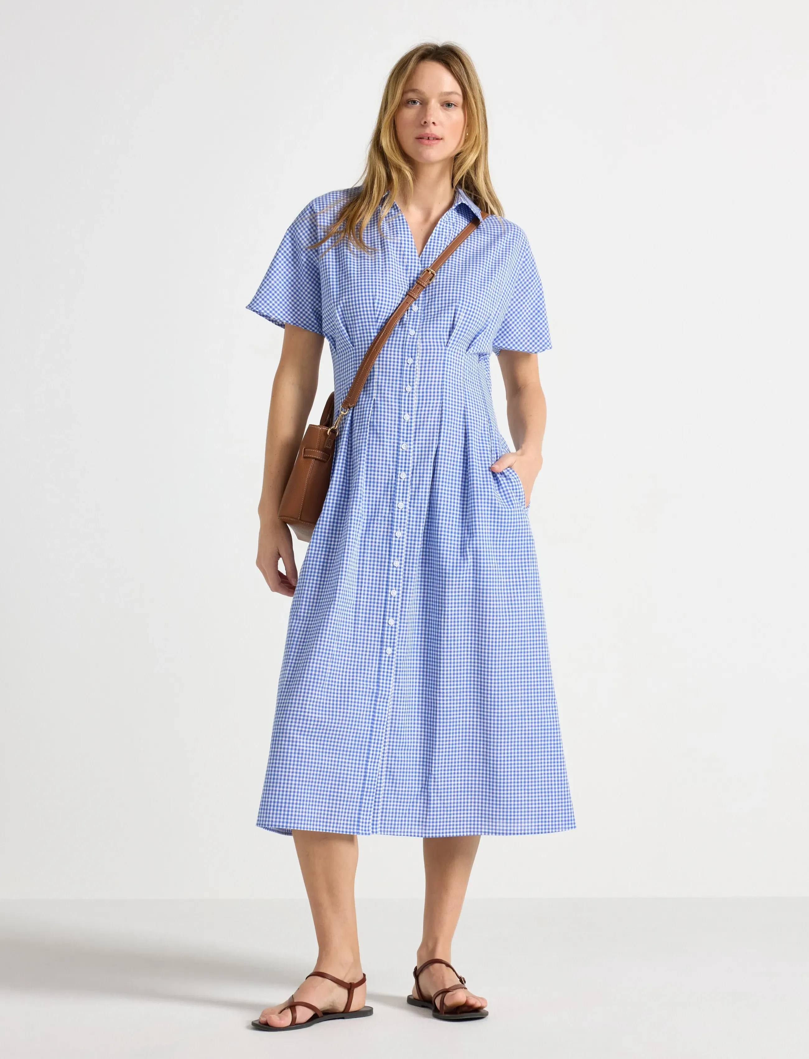 Lindex Shirt dress with midi length - Shirt Dresses - STRONG BLUE / blue