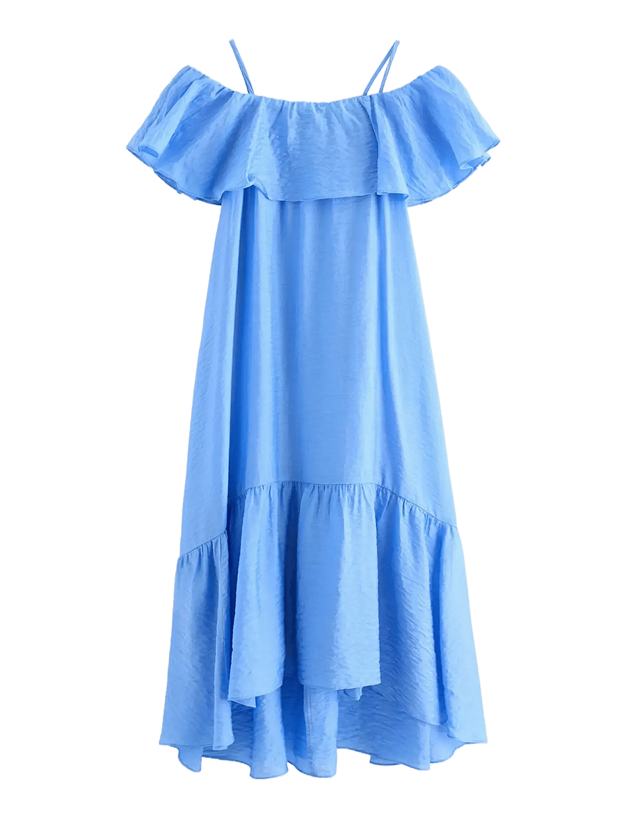 Lindex - Dress with flounces - Ärmellose freizeitkleider - light blue - 1