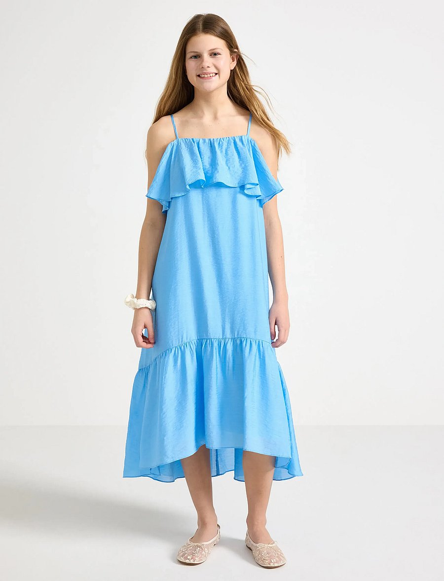 Lindex - Dress with flounces - Ärmellose freizeitkleider - light blue - 0