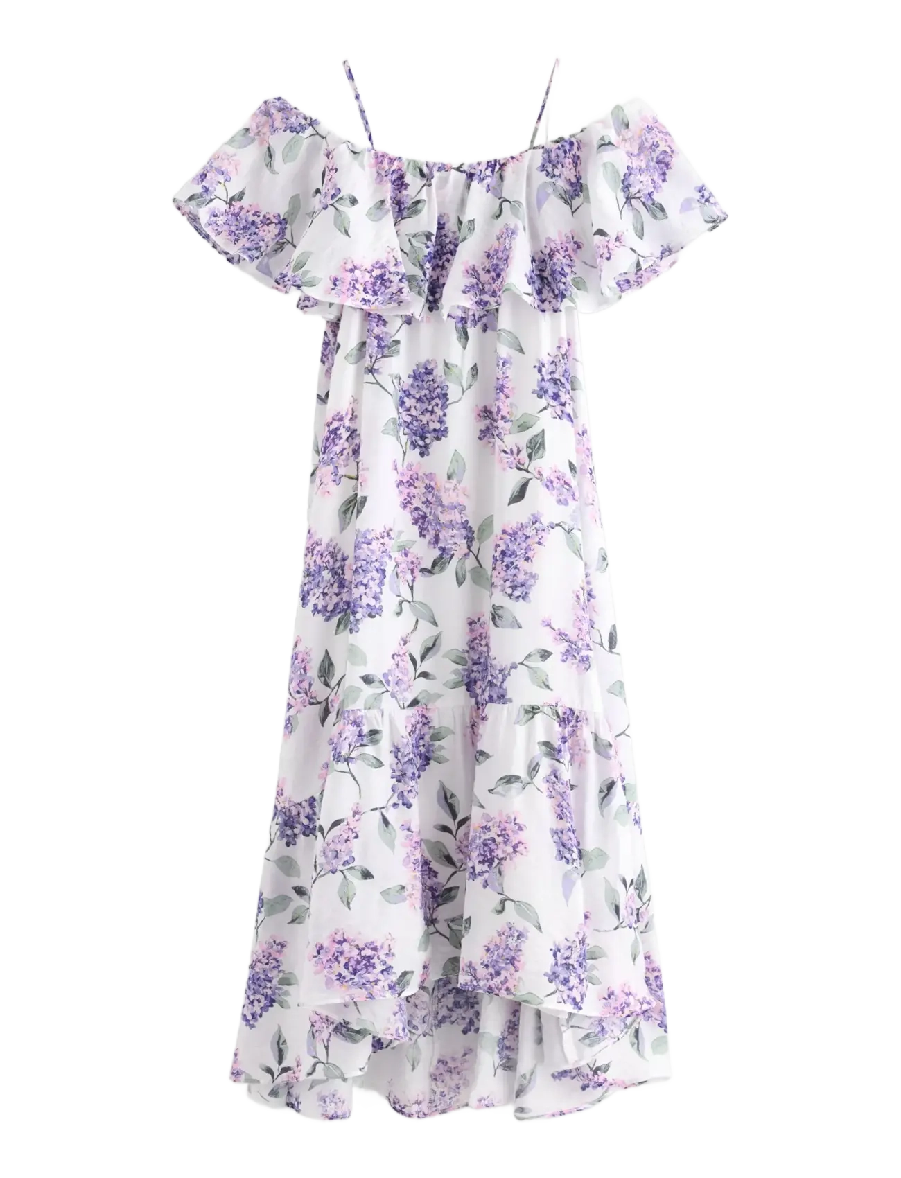 Lindex Dress with flounces - Lindex - OFF WHITE / purple