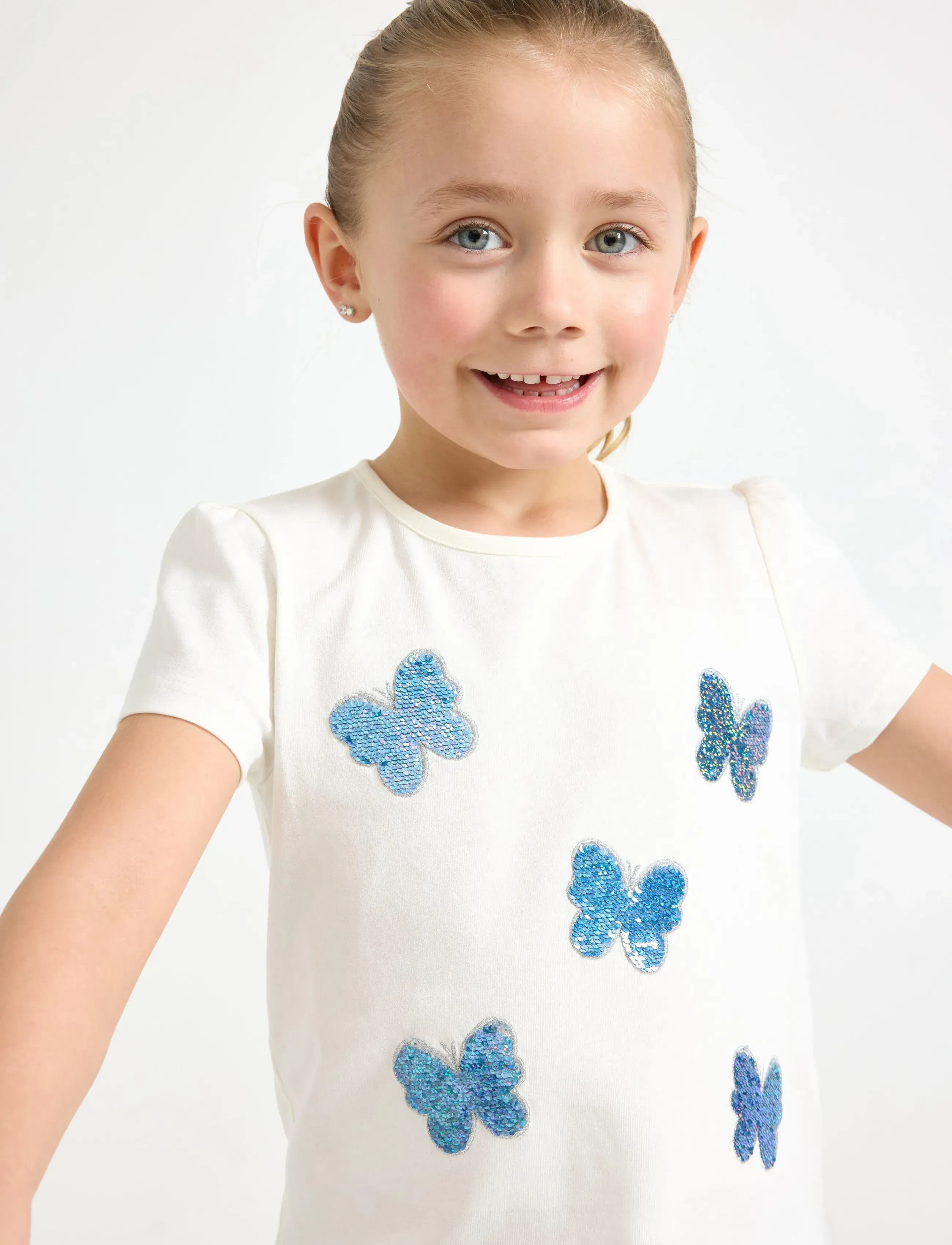 Lindex - Top with sequins - lyhythihaiset t-paidat - light dusty white - 4