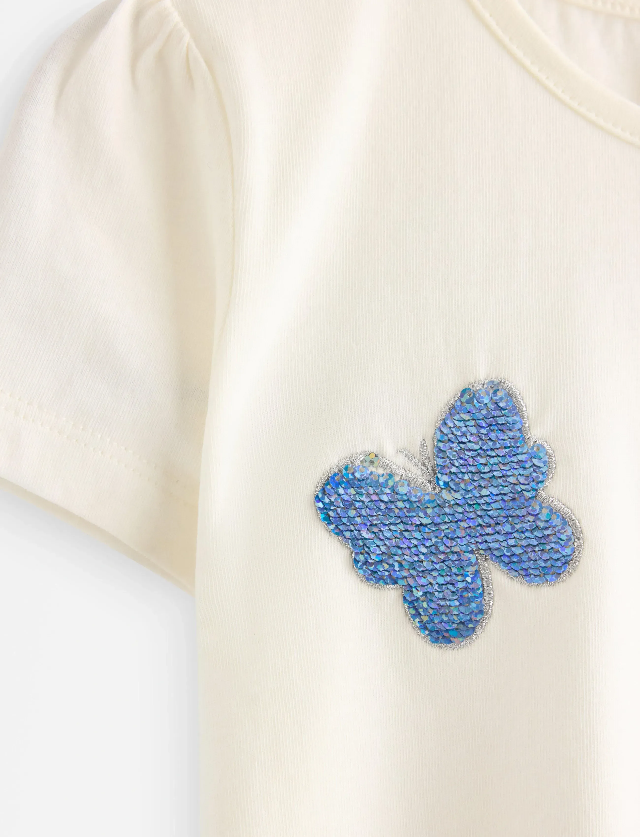 Lindex - Top with sequins - lyhythihaiset t-paidat - light dusty white - 5