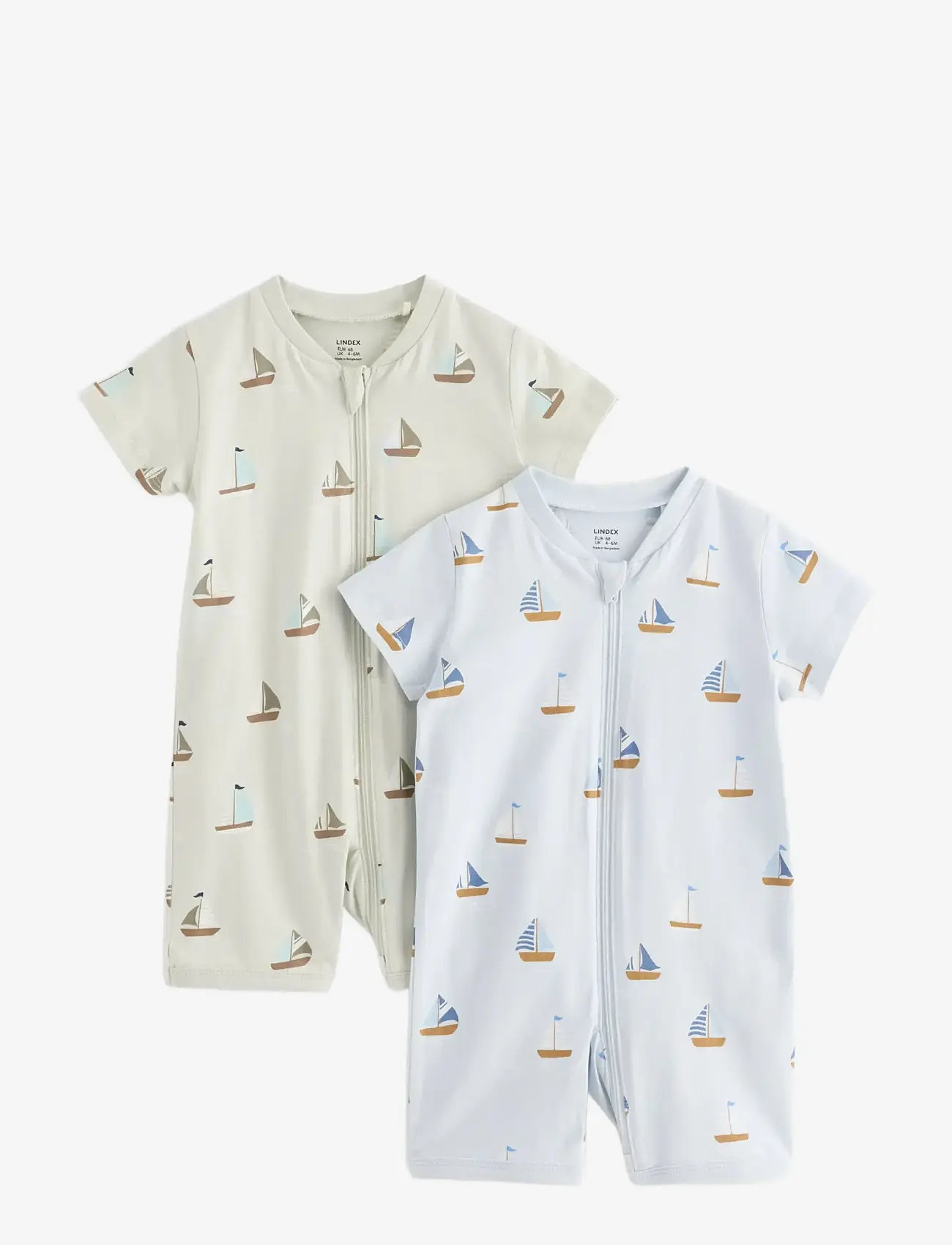 Lindex - 2-pack pyjama rompers - sovoveraller - dusty blue - 0