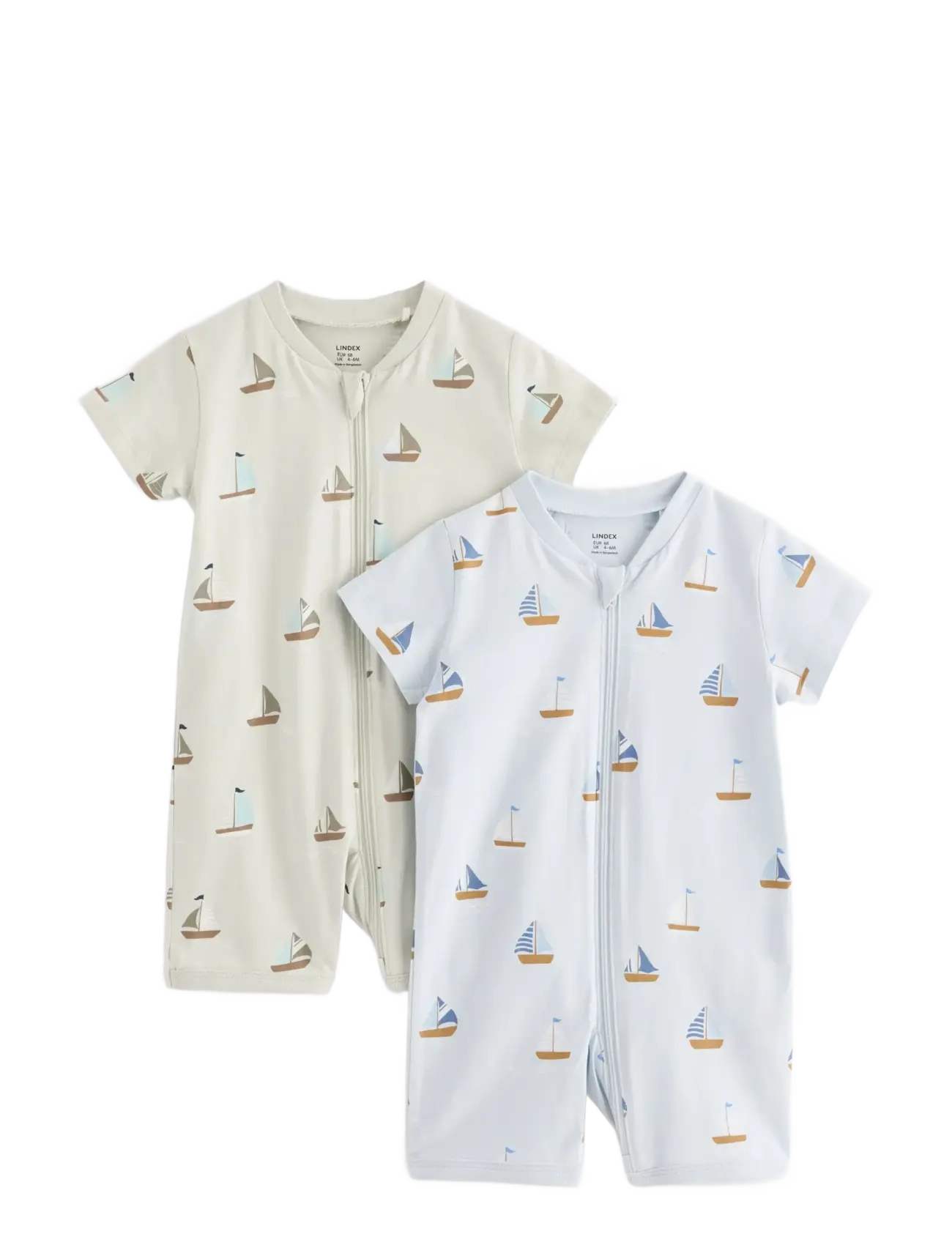 Lindex 2-pack pyjama rompers - 4 for 3 - DUSTY BLUE / blue