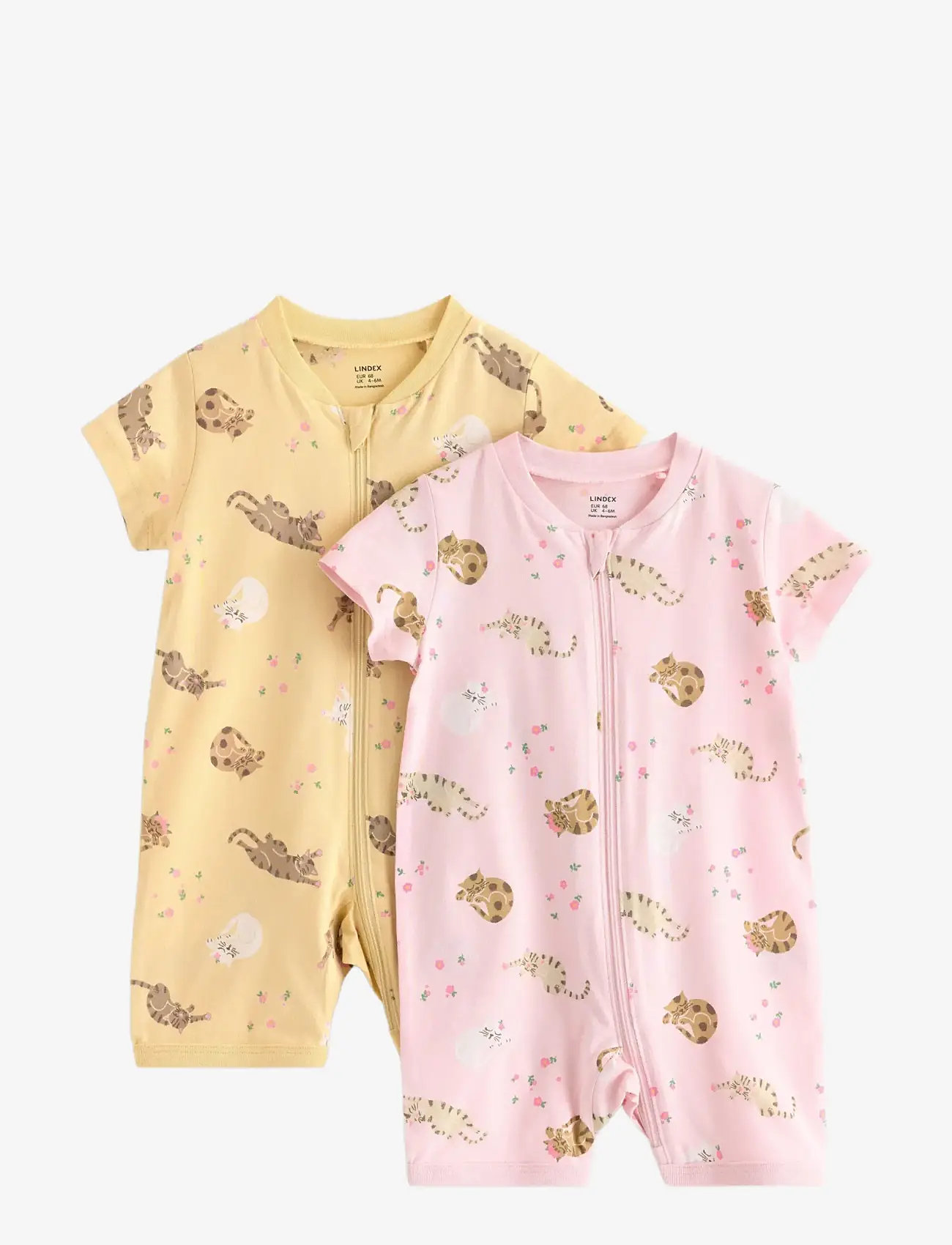 Lindex - 2-pack pyjama rompers - natdragter - light dusty yellow - 0