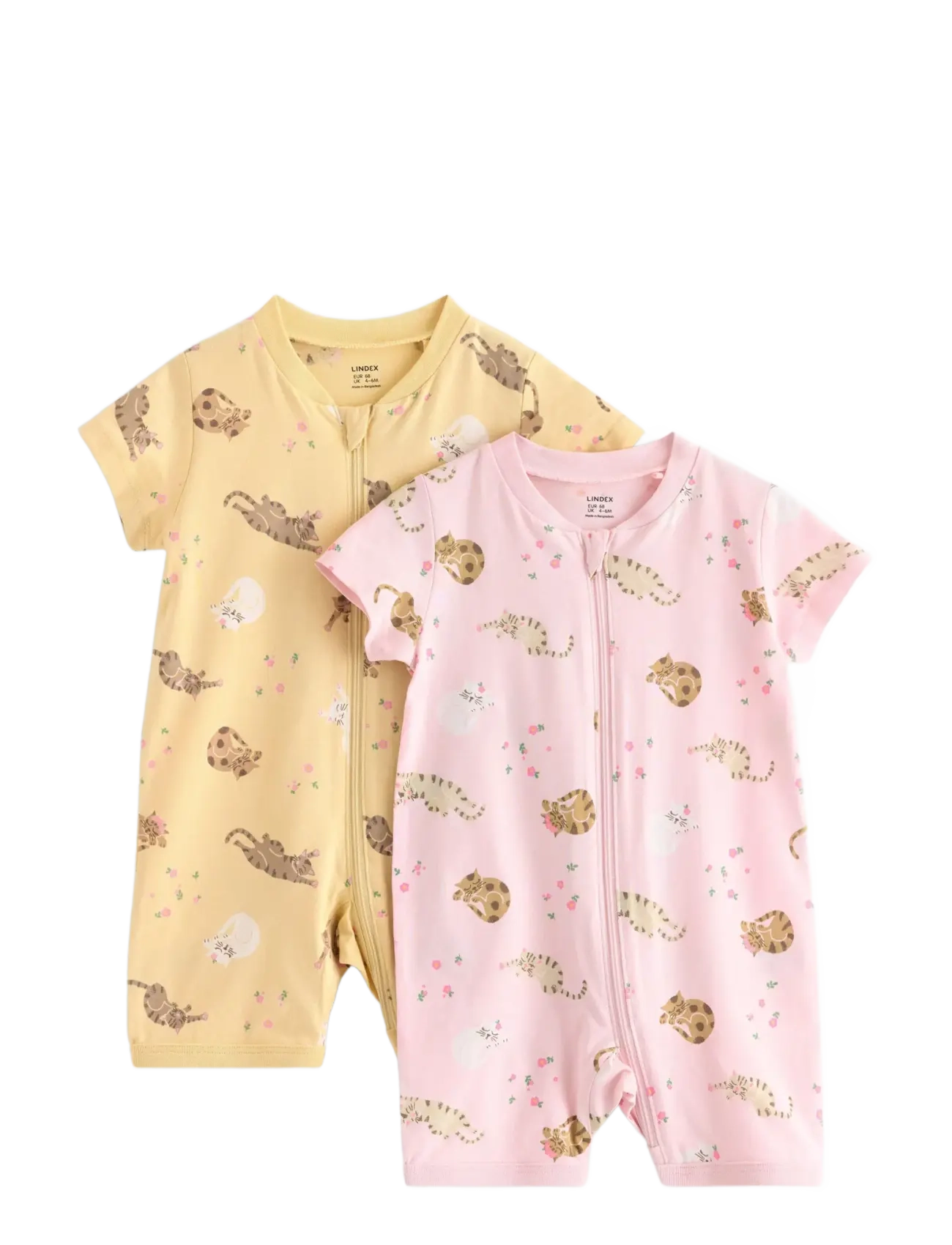 Lindex 2-pack pyjama rompers - Nightwear - LIGHT DUSTY YELLOW / yellow
