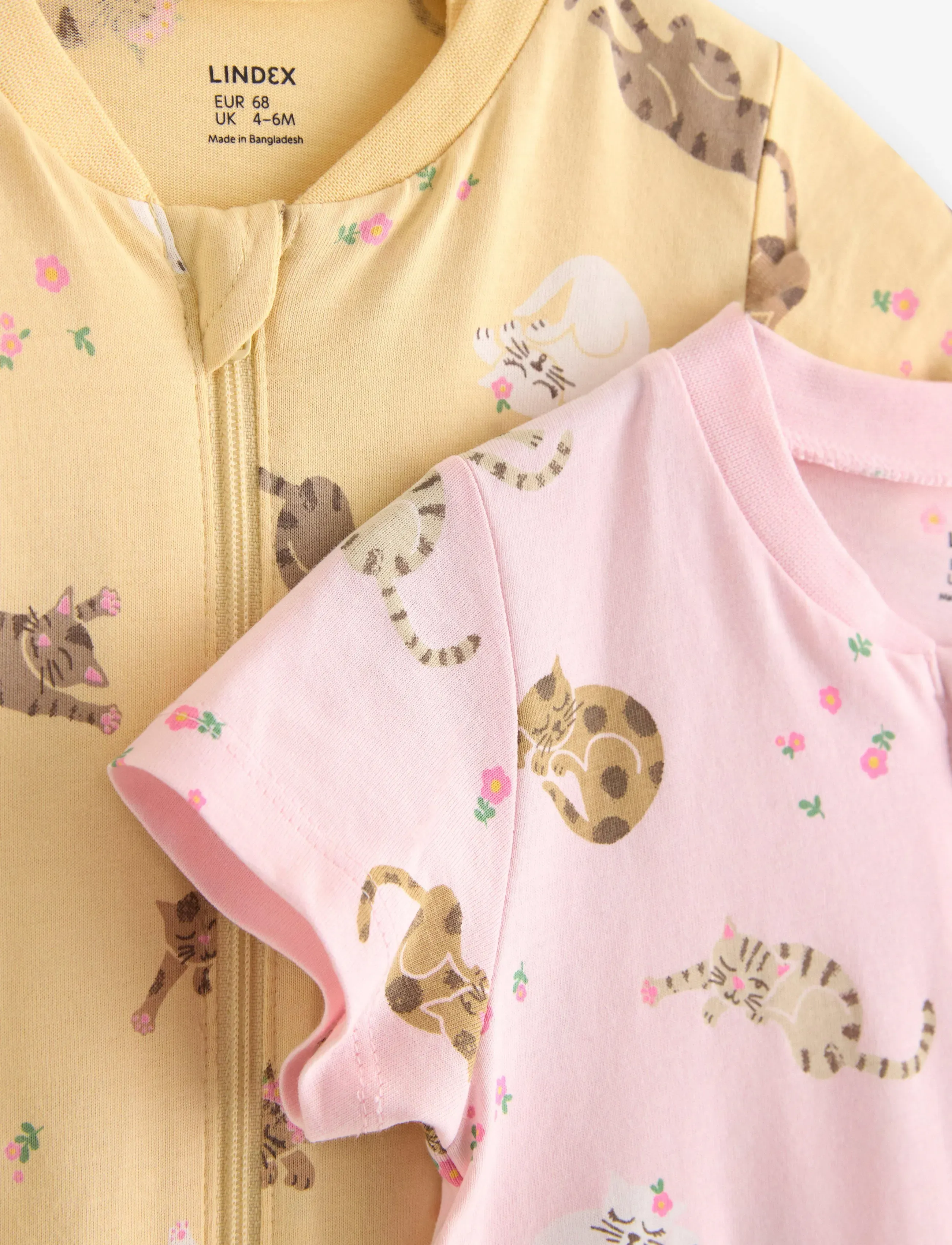 Lindex - 2-pack pyjama rompers - natdragter - light dusty yellow - 2