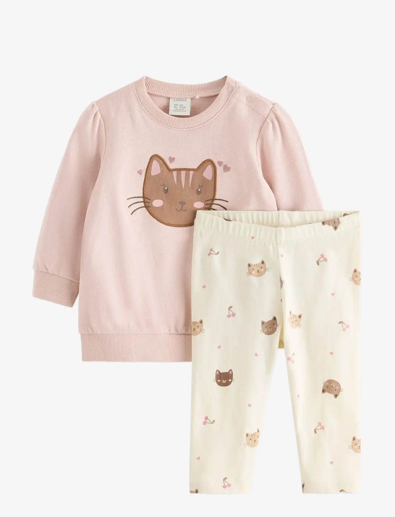 Lindex - Set - sweatshirt and leggings - sæt med langærmet t-shirt - light dusty pink - 0