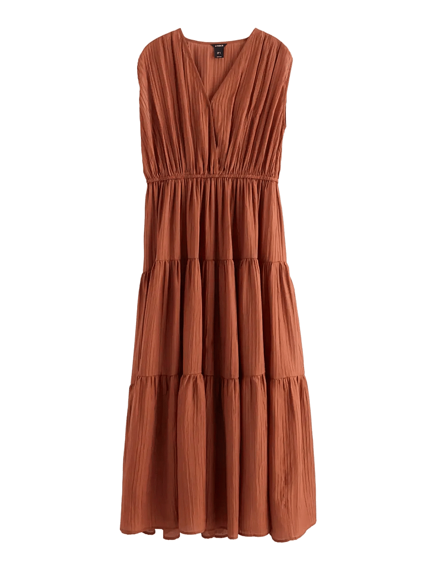 Lindex - Midi dress with flounces - sommerkleider - dark dusty orange - 1