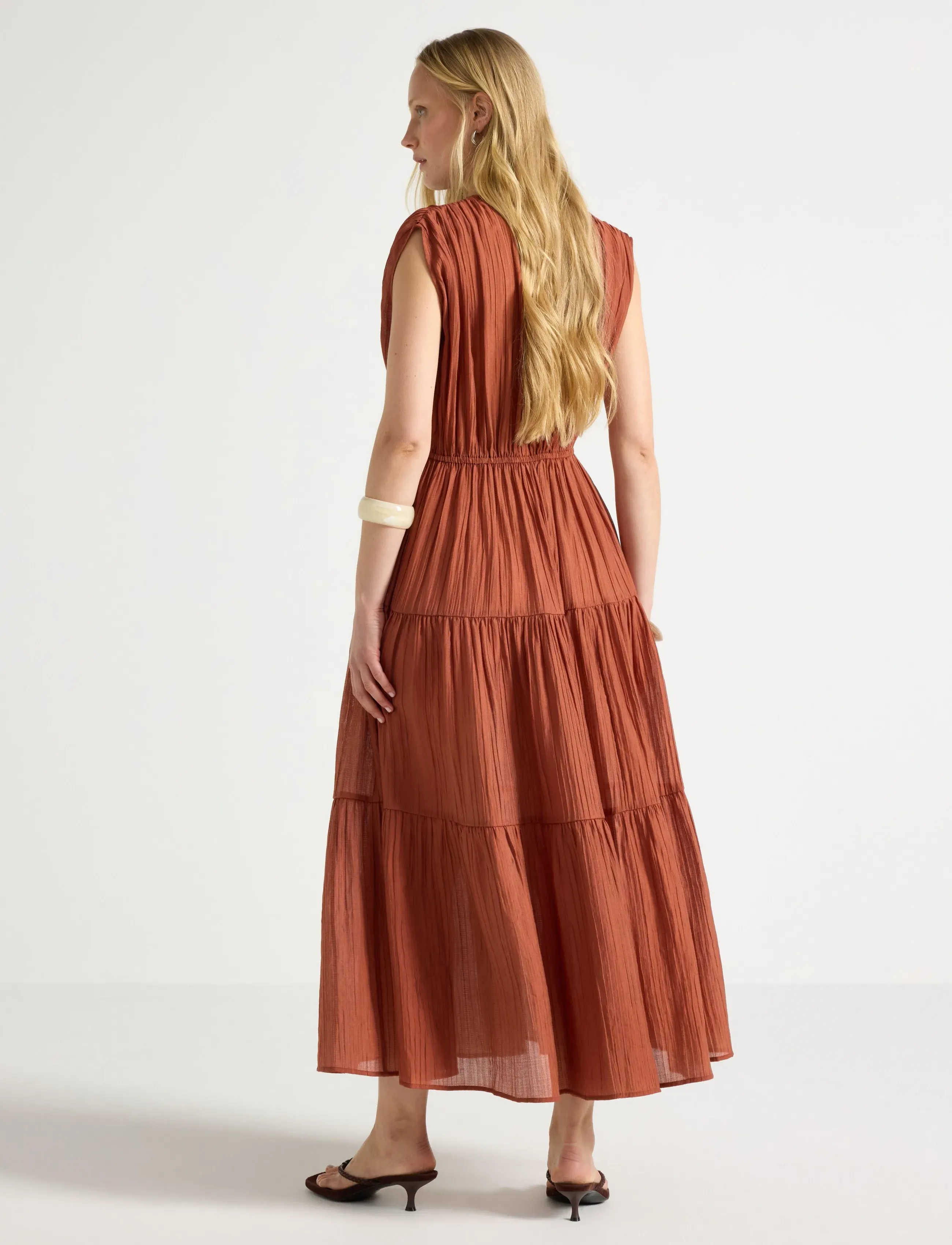 Lindex - Midi dress with flounces - dark dusty orange - 3