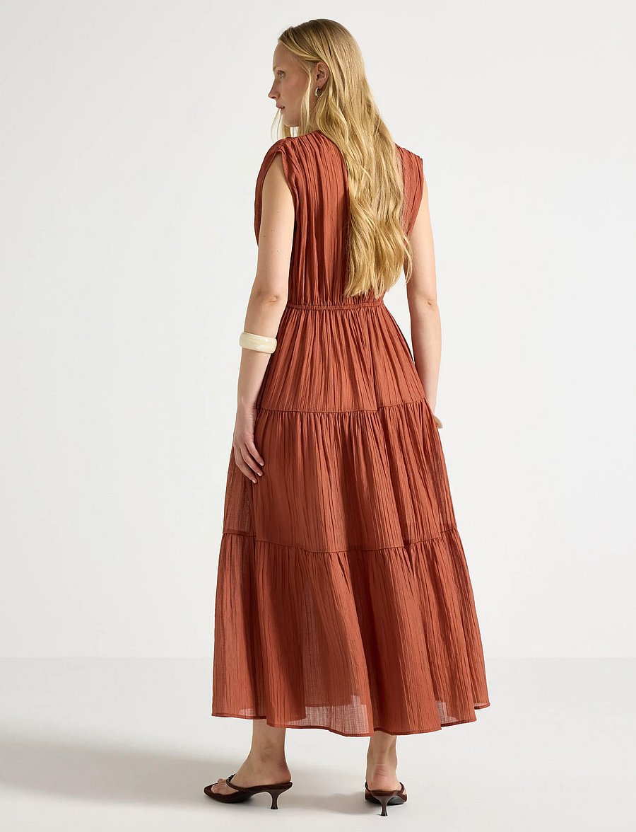 Lindex - Midi dress with flounces - sommerkleider - dark dusty orange - 3