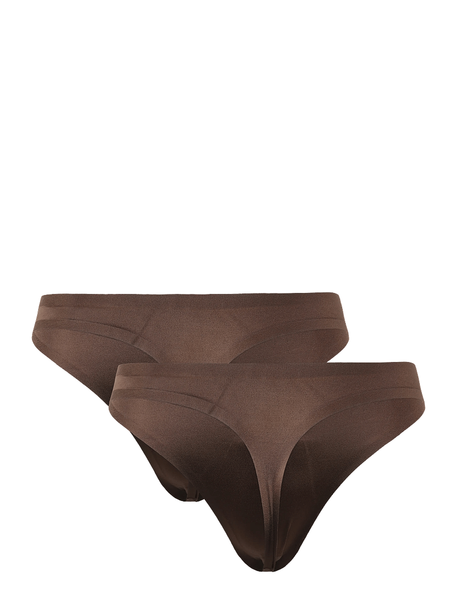 Lindex - Brief thong reg SATIN SHINE mi - nahtlose slips - dark brown - 1