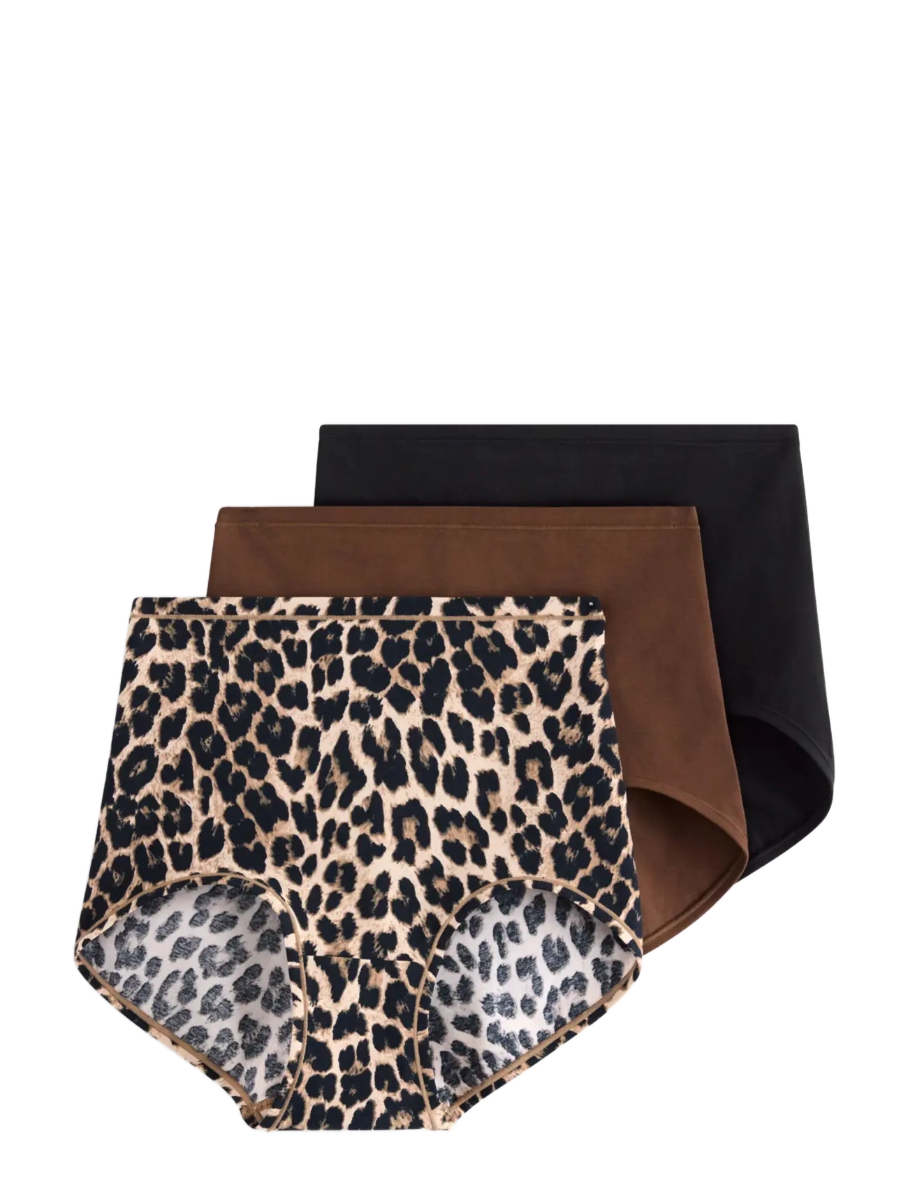 Lindex - 3-pack briefs with high waist - midi & maxi briefs - dark brown - 1