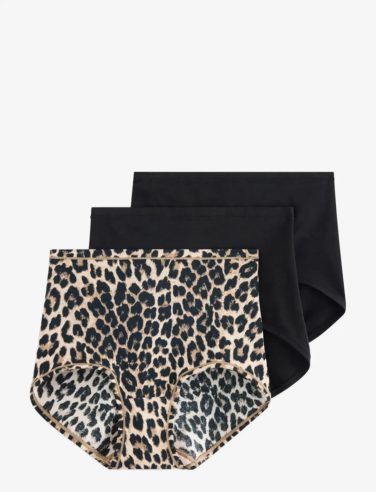 Lindex - 3-pack briefs with high waist - midi & maxi trusser - light brown - 0