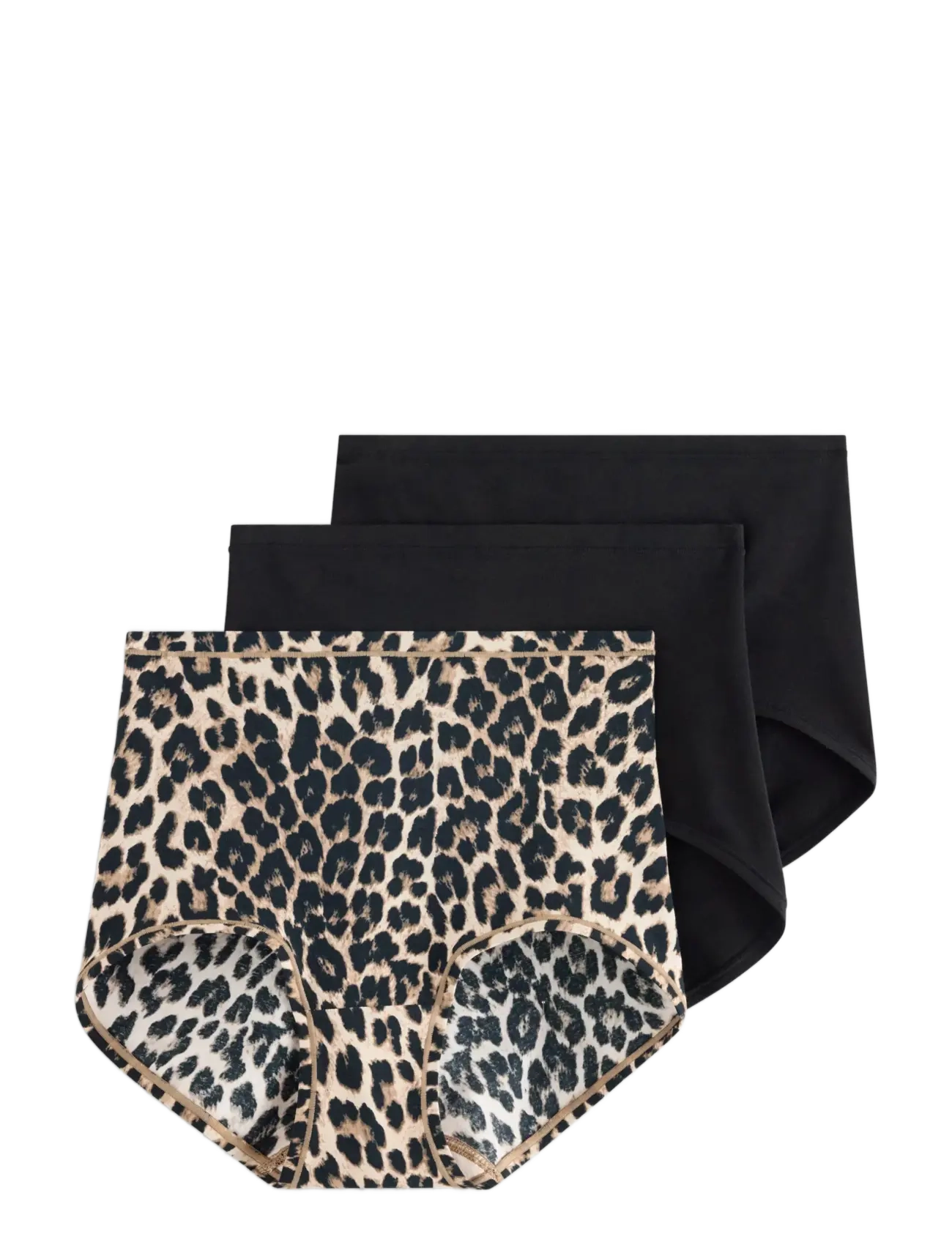 Lindex 3-pack briefs with high waist - Alusvaatteet - LIGHT BROWN / black