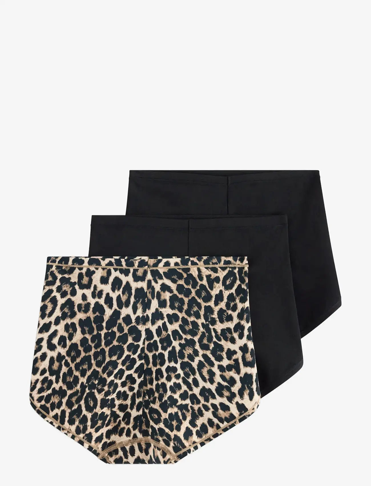 Lindex - 3-pack briefs with high waist - midi & maxi trusser - light brown - 1