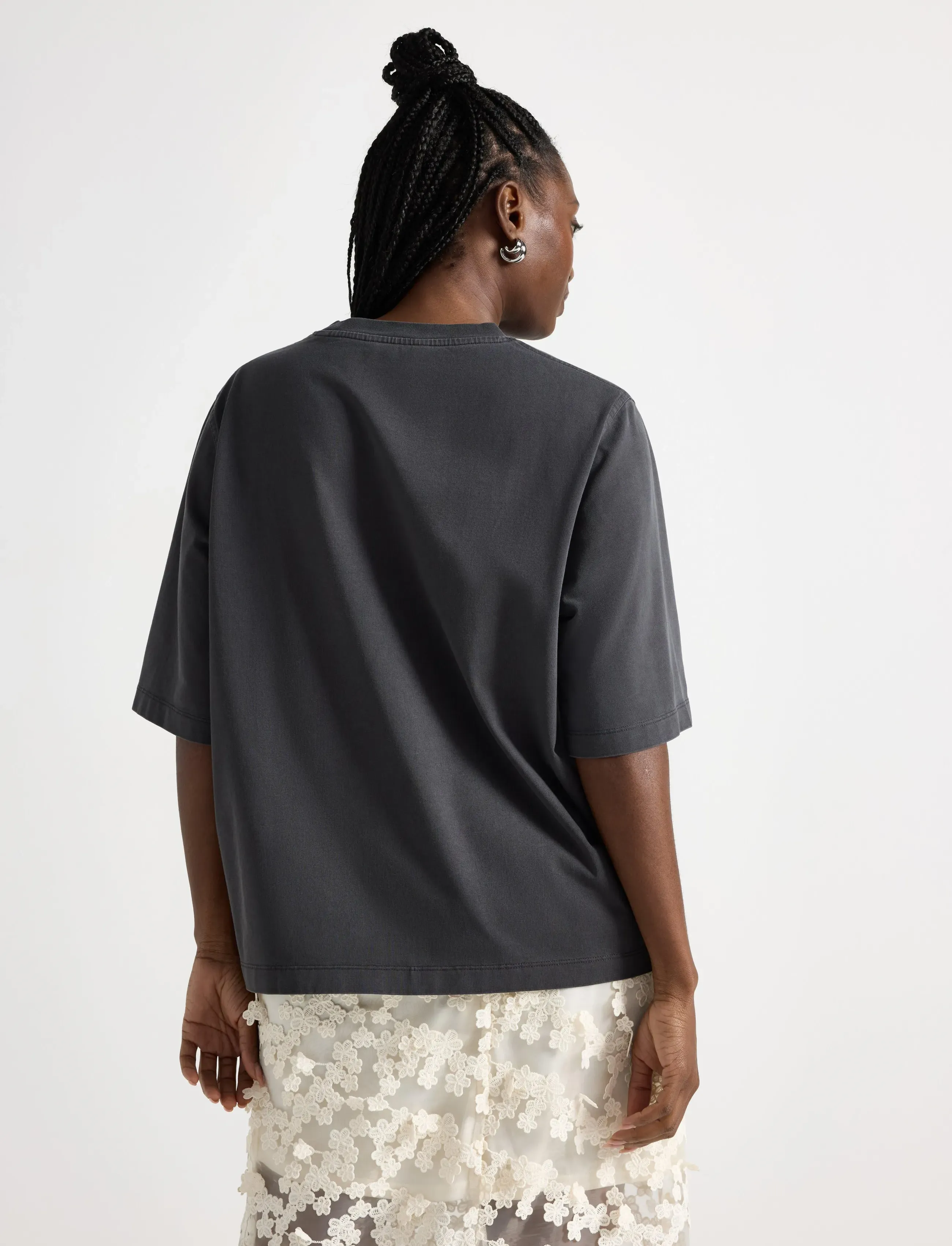 Lindex - Oversized t-shirt in washed cotton - t-shirts - black - 3