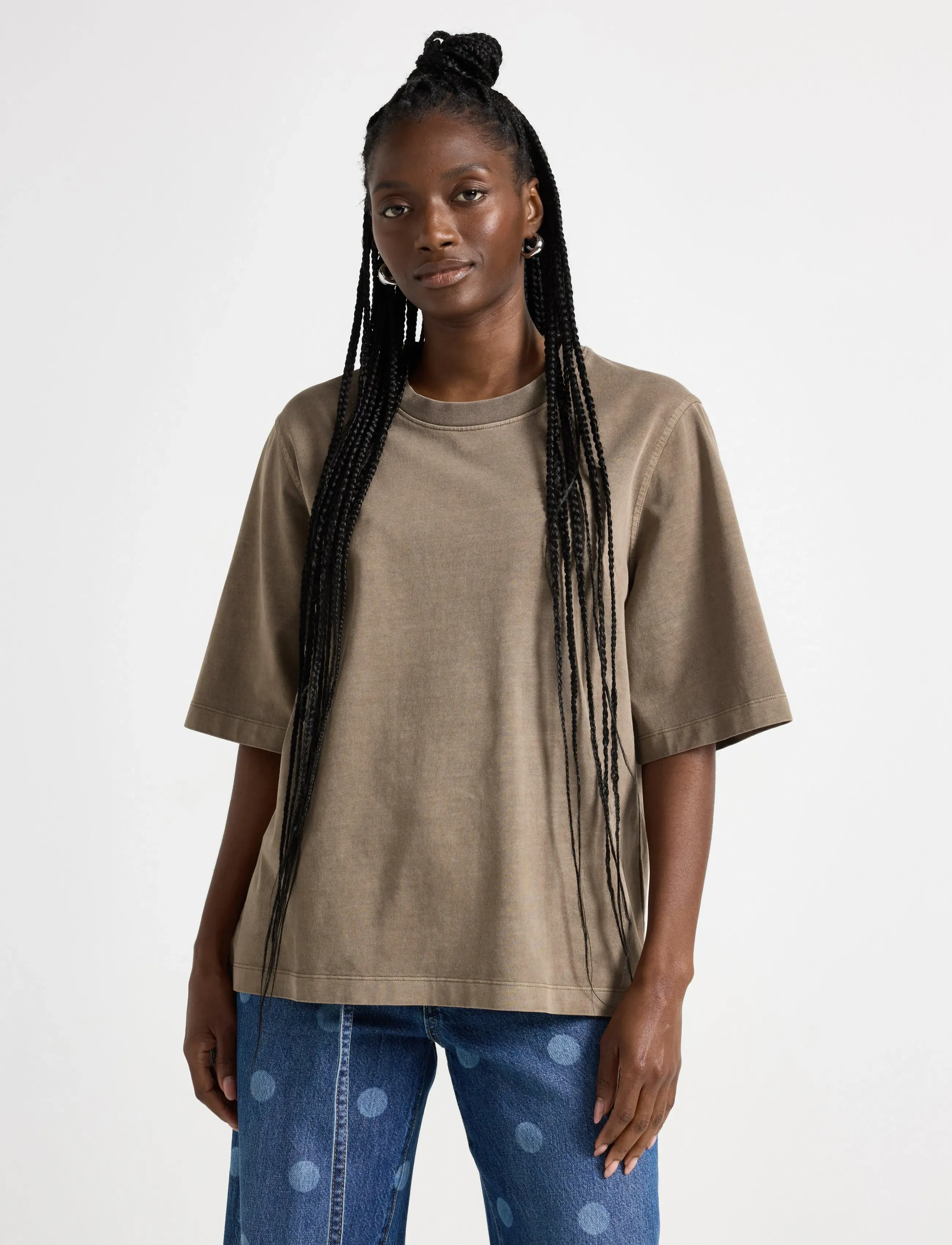 Lindex Oversized t-shirt in washed cotton - T-skjorter & Topper - BROWN / brown