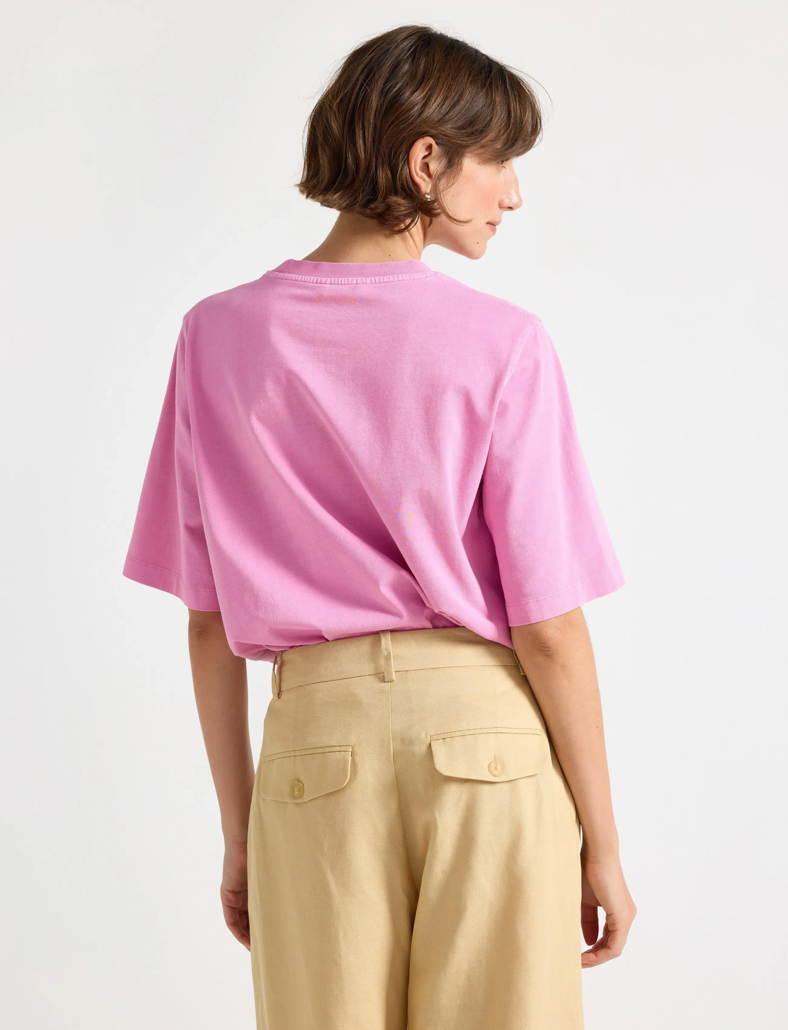 Lindex - Oversized t-shirt in washed cotton - t-shirts - pink - 3