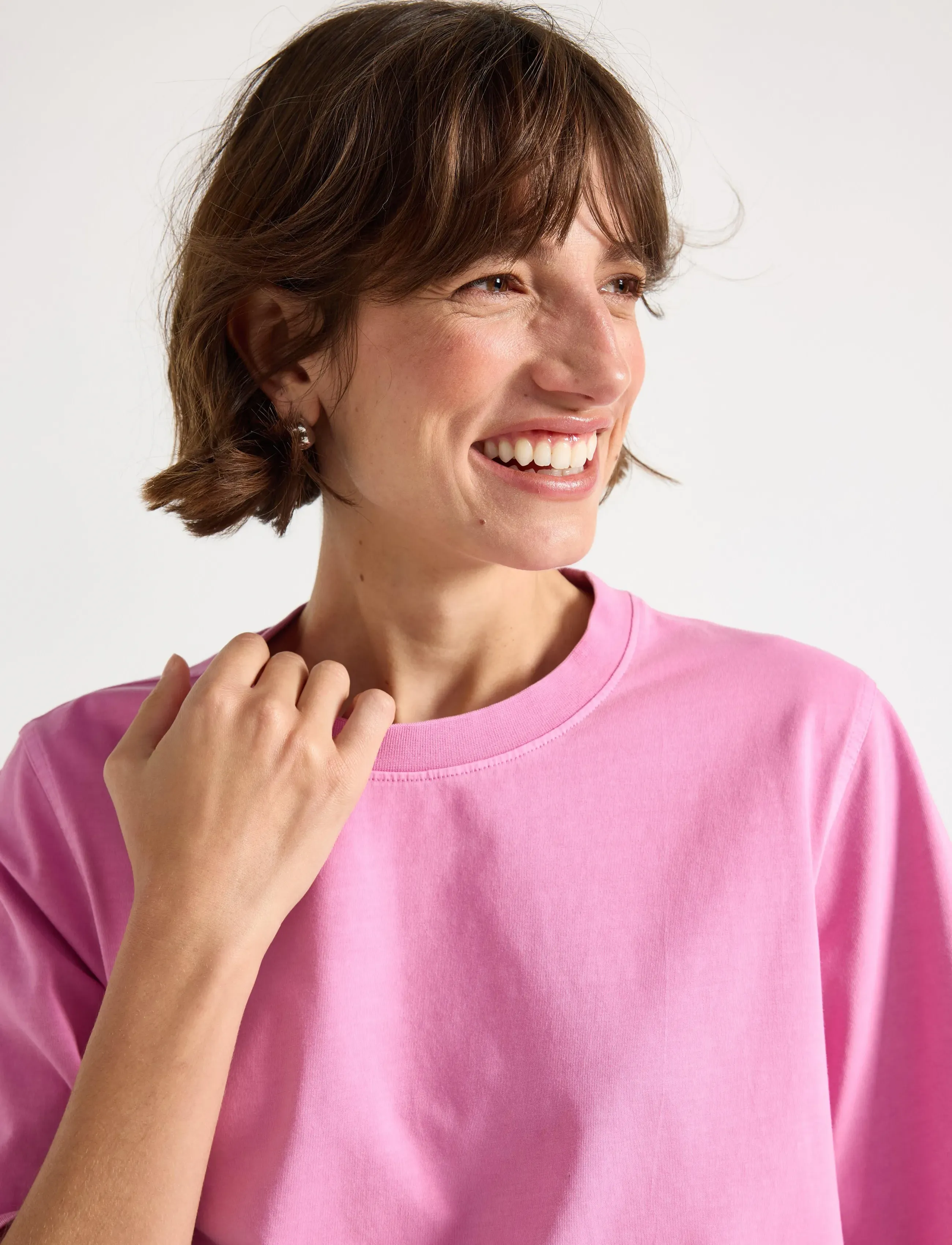 Lindex - Oversized t-shirt in washed cotton - t-shirts - pink - 4