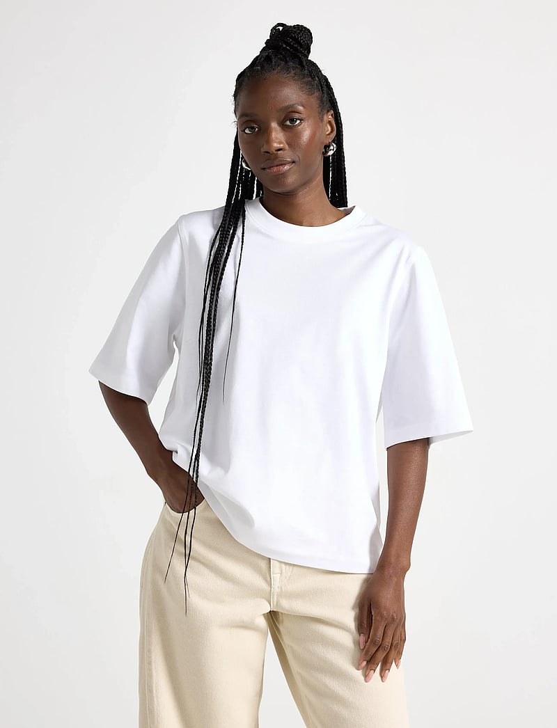 Lindex - Oversized t-shirt in washed cotton - t-särgid - white - 0