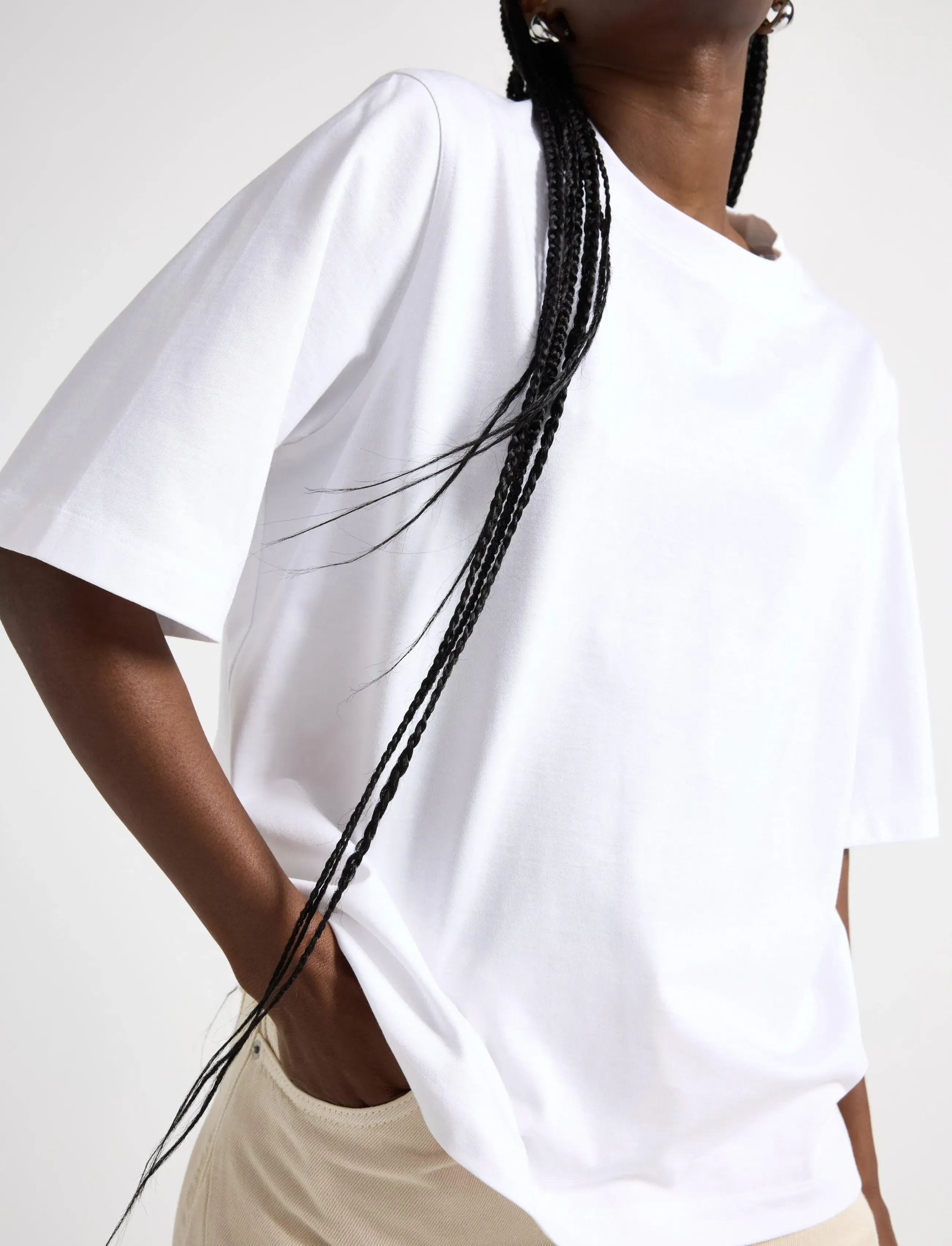 Lindex - Oversized t-shirt in washed cotton - t-shirts - white - 4