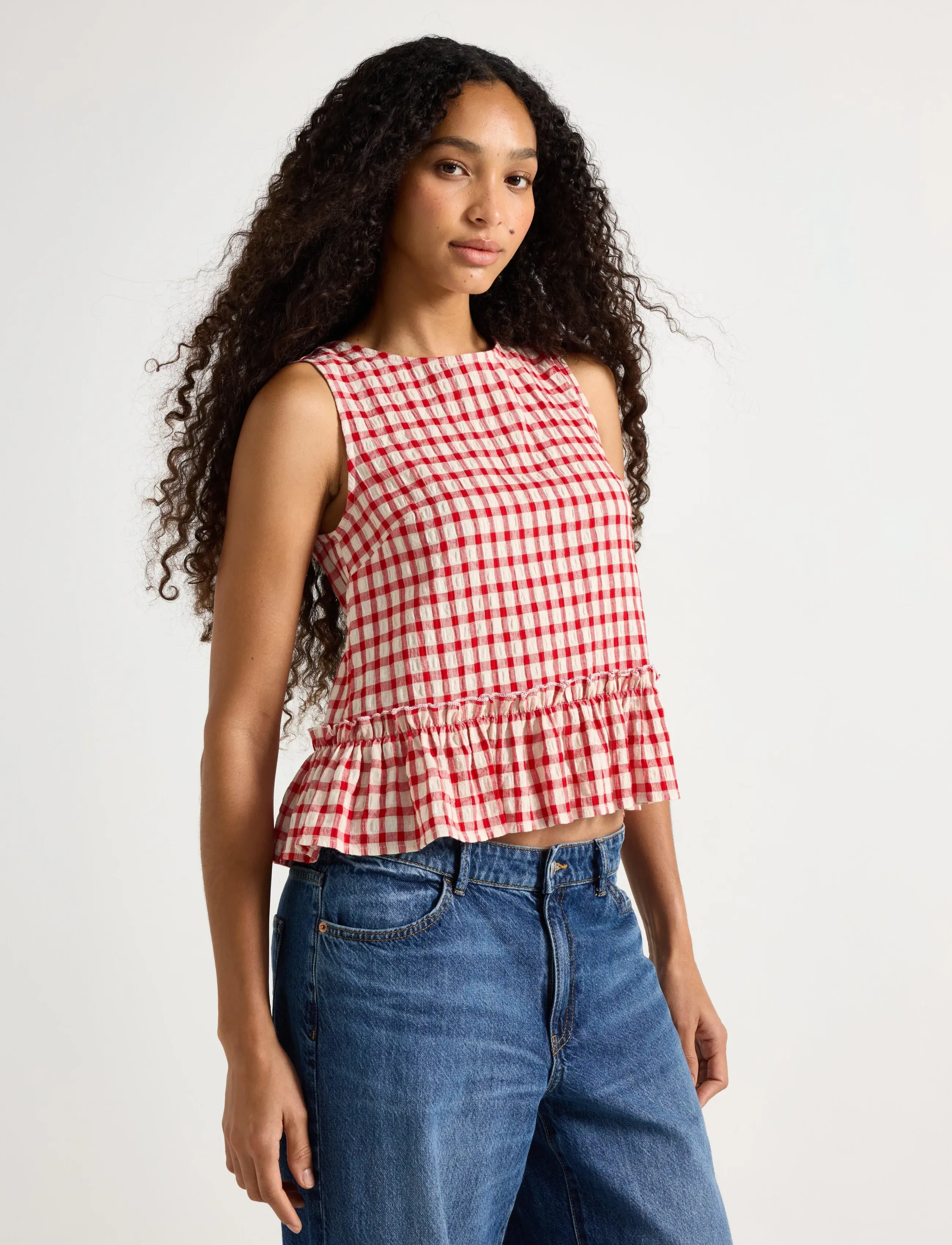 Lindex Tank top in seersucker - T-shirts & Tops - RED / red