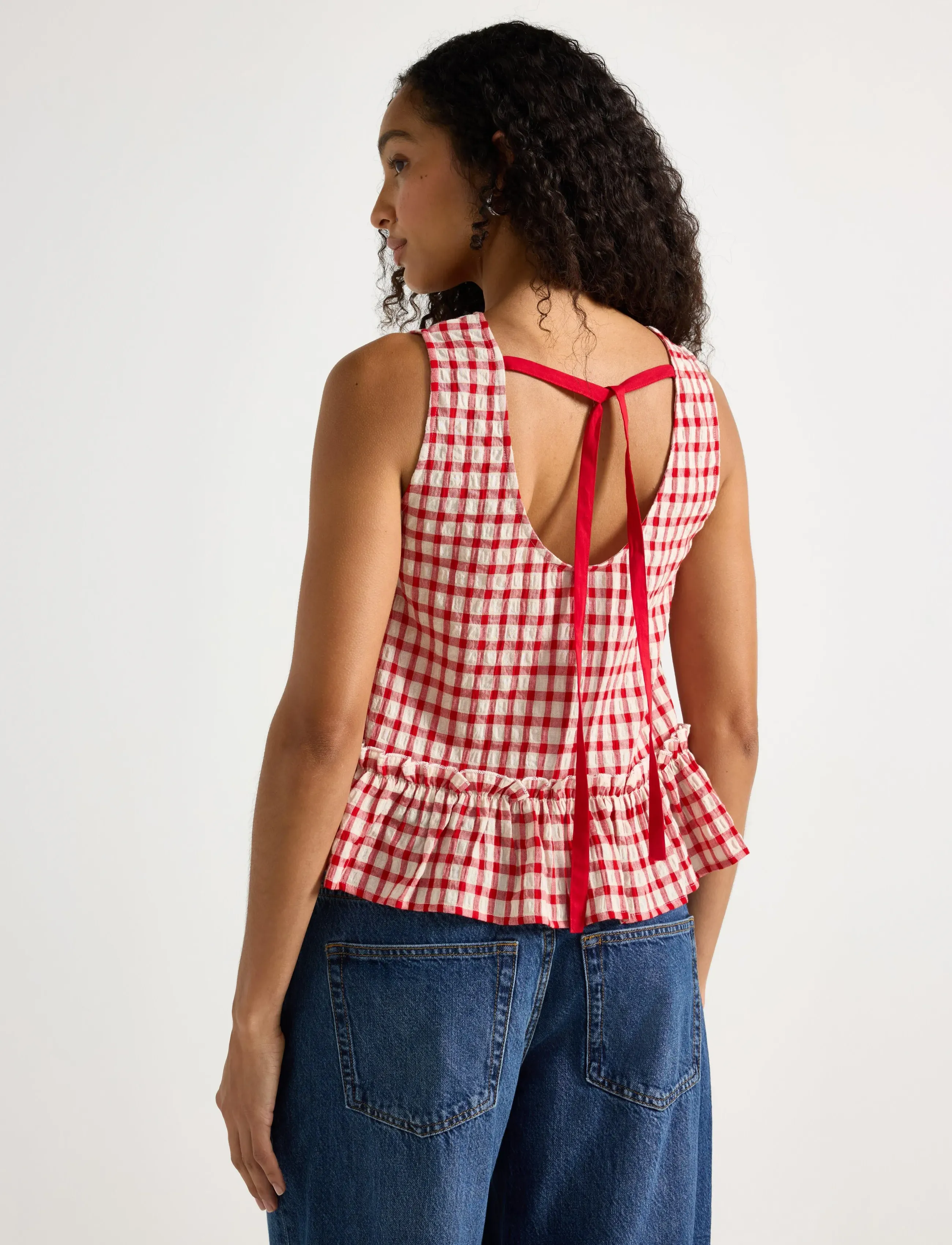 Lindex - Tank top in seersucker - topi bez piedurknēm - red - 3