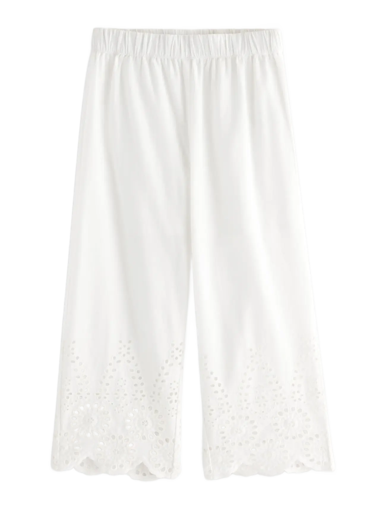 Lindex Trousers with broderie anglaise - Bukser - LIGHT DUSTY WHITE / white