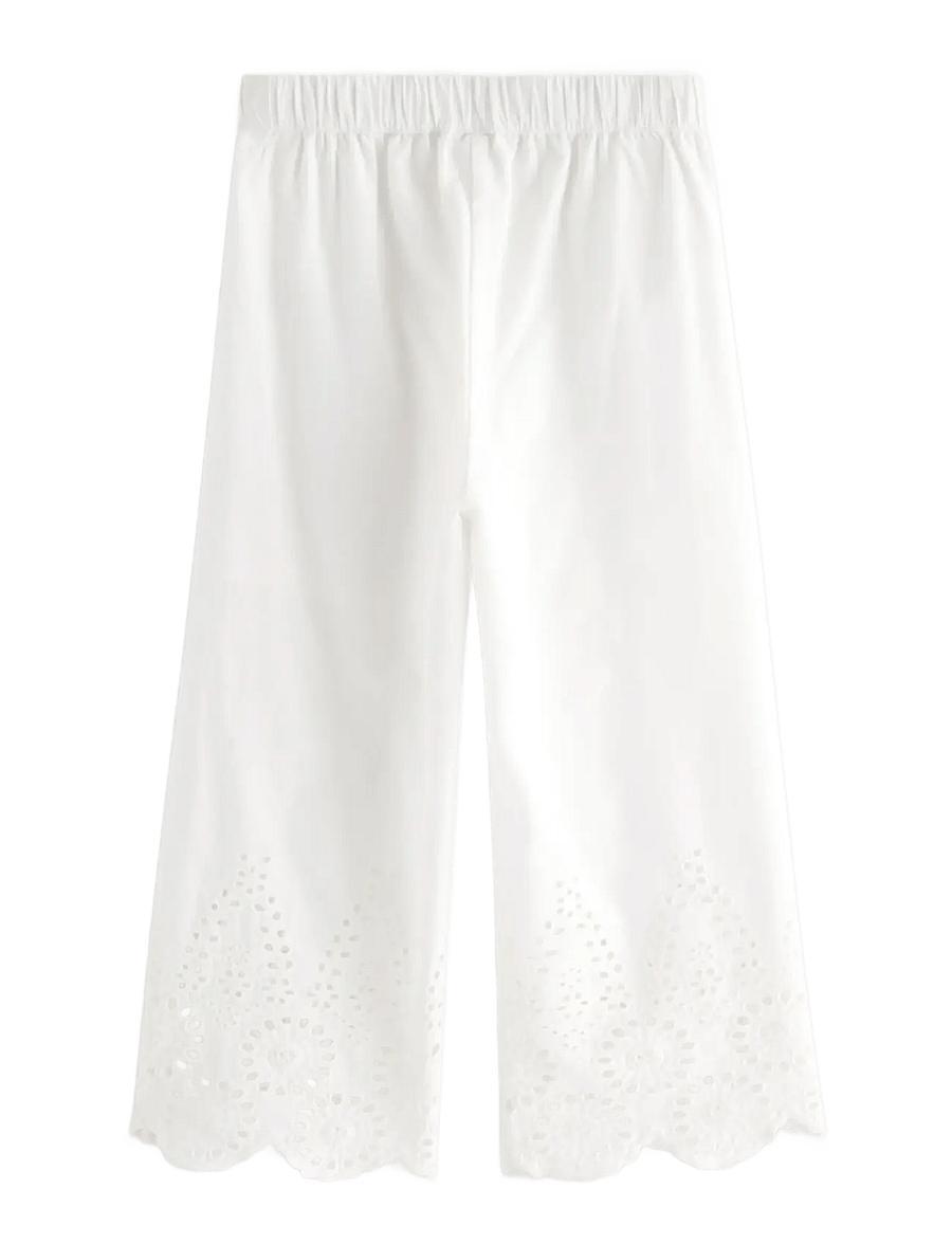 Lindex - Trousers with broderie anglaise - osta vanuse järgi - light dusty white - 2