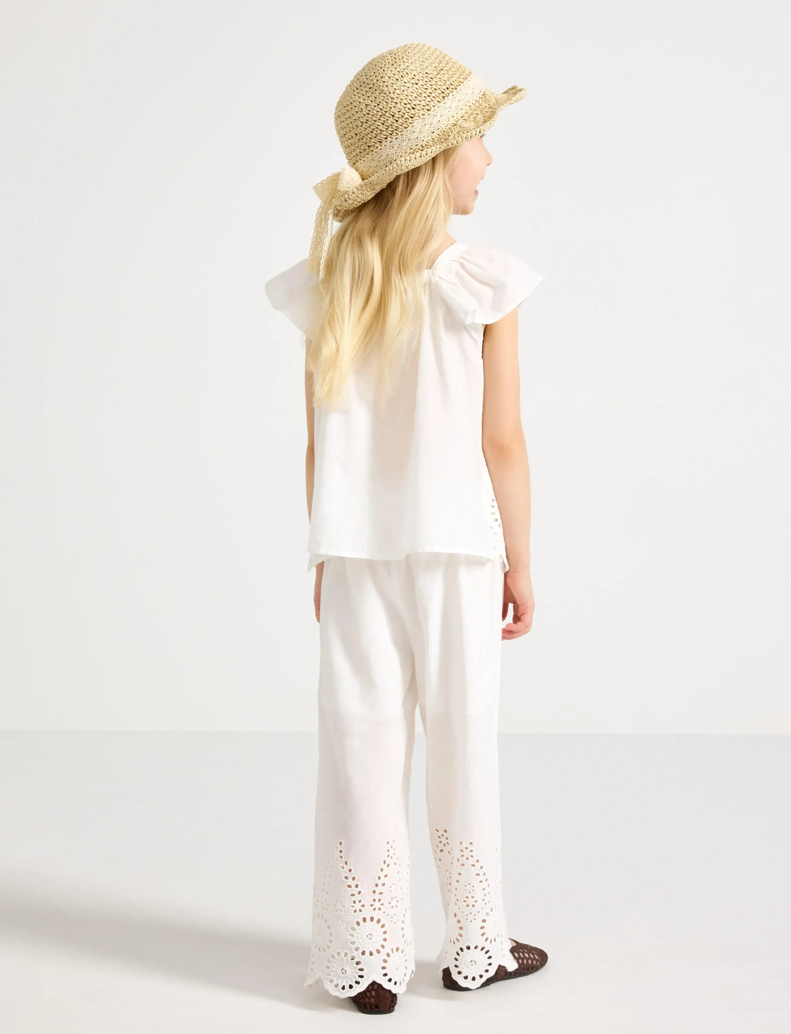 Lindex - Trousers with broderie anglaise - babyhosen - light dusty white - 3