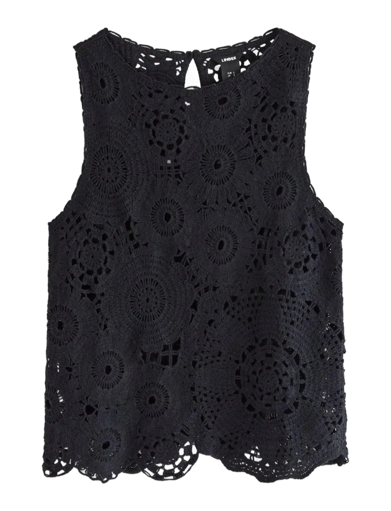 LINDEX Ärmellos Oberteil With Crochet Look Schwarz - M - Damen
