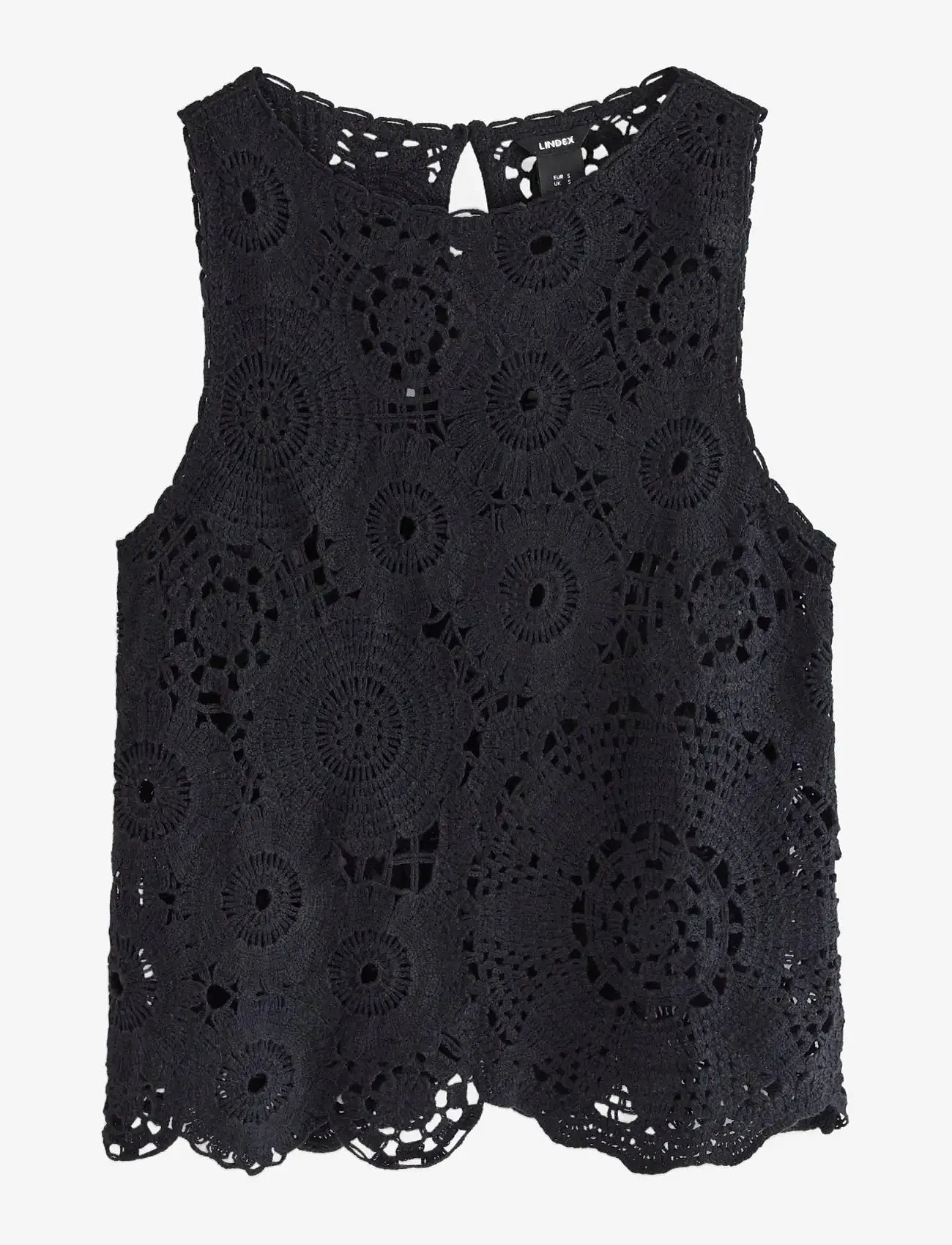 Lindex - Sleeveless top with crochet look - black - 1
