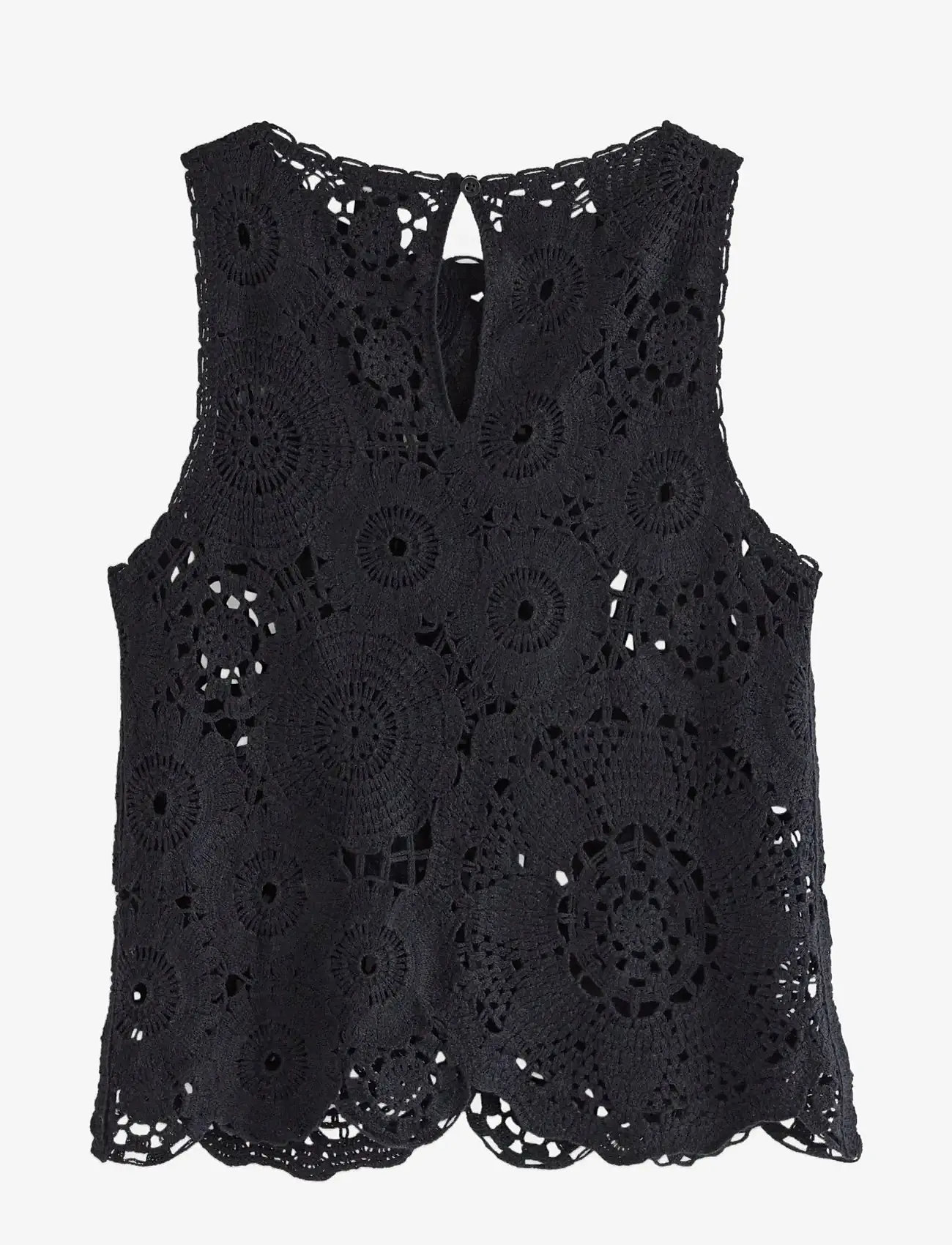 Lindex - Sleeveless top with crochet look - black - 2