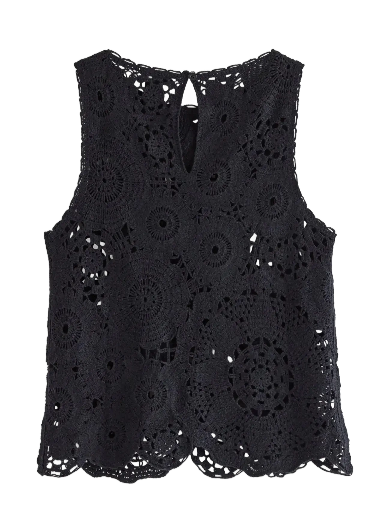 Lindex - Sleeveless top with crochet look - black - 2