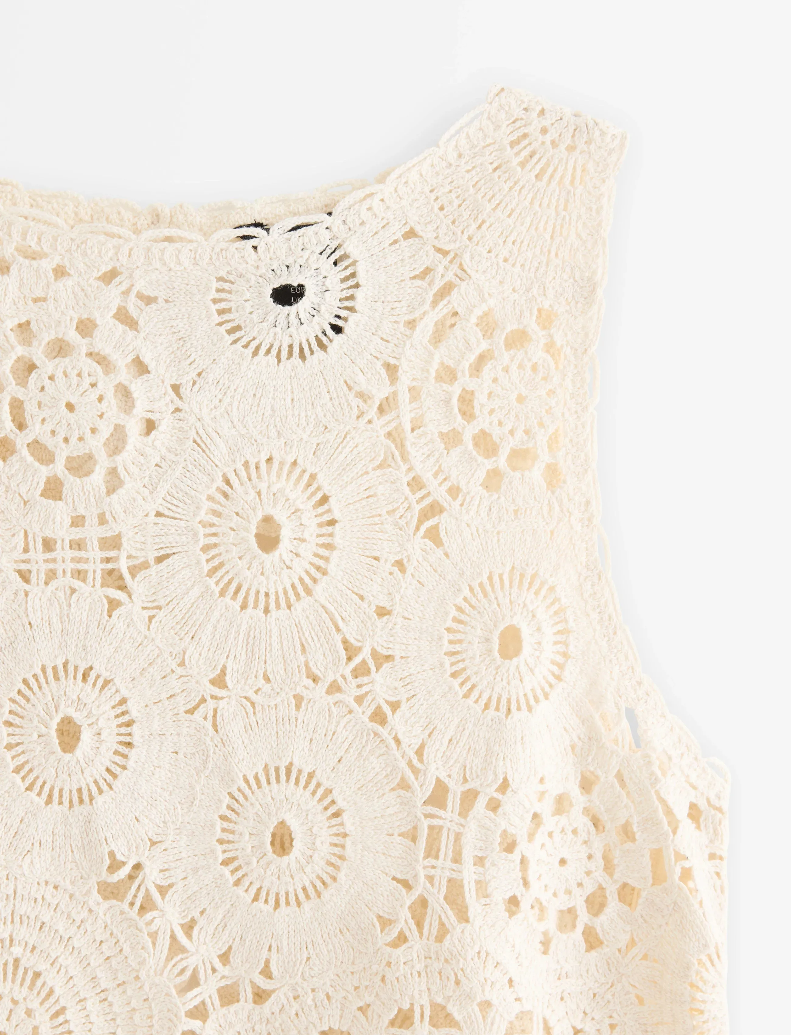 Lindex - Sleeveless top with crochet look - linnen - light beige - 5