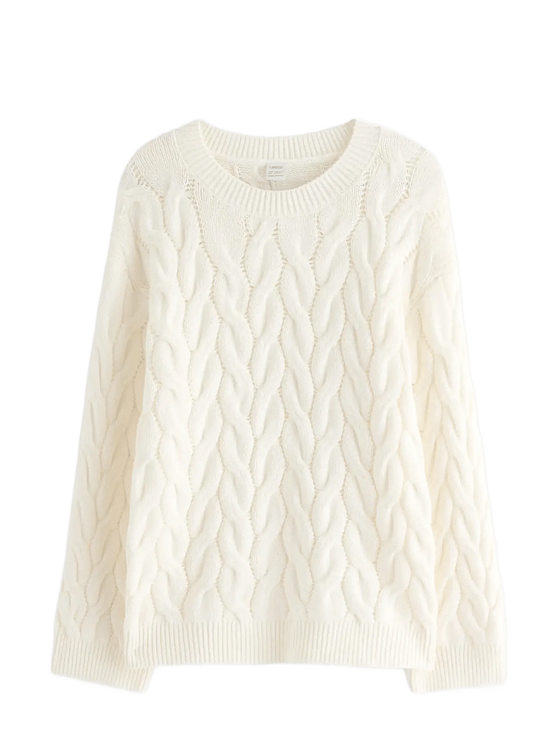 Lindex - Cable-knit jumper - trøjer - off white - 1
